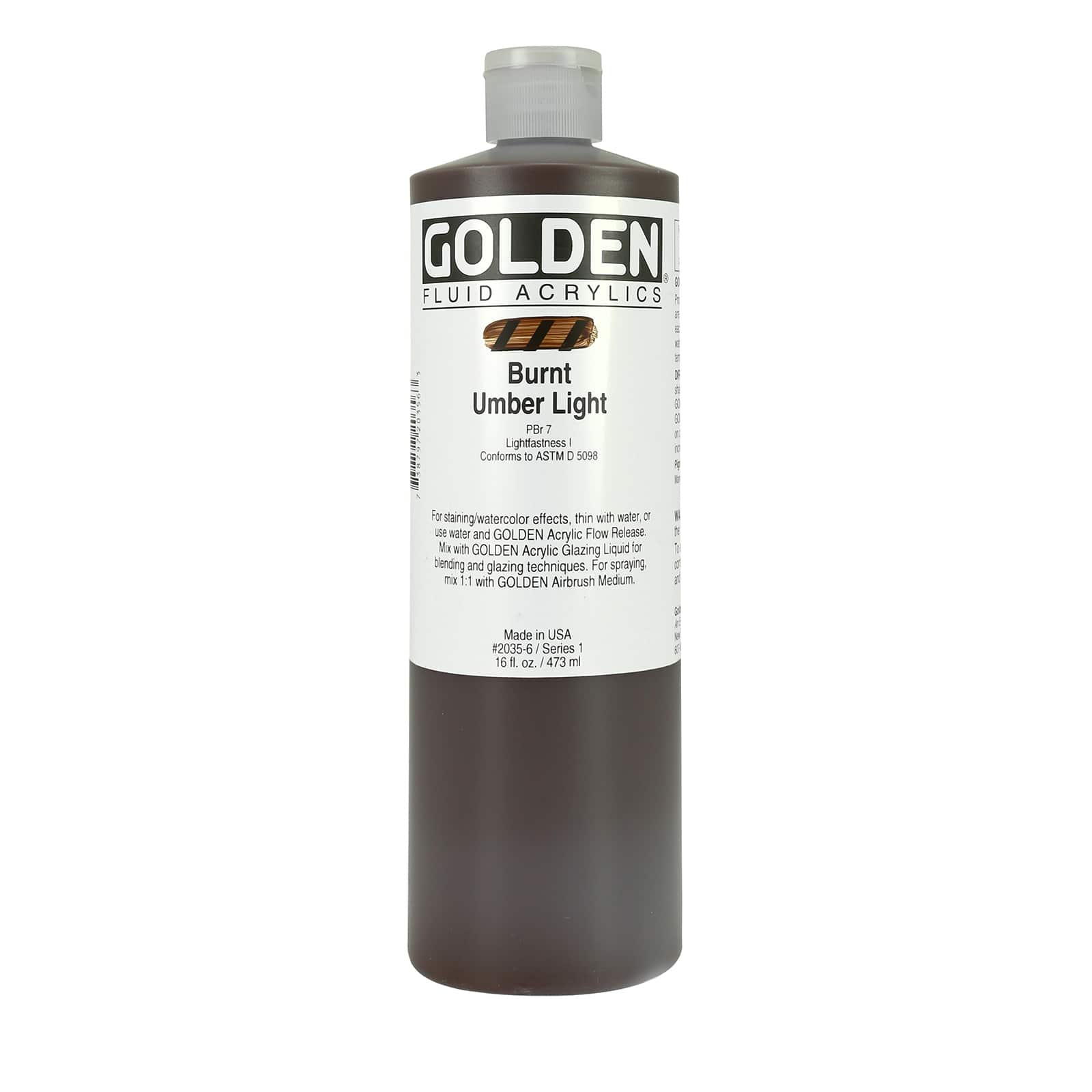 Golden Fluid Acrylics, 16 oz Paint in Burnt Umber Light