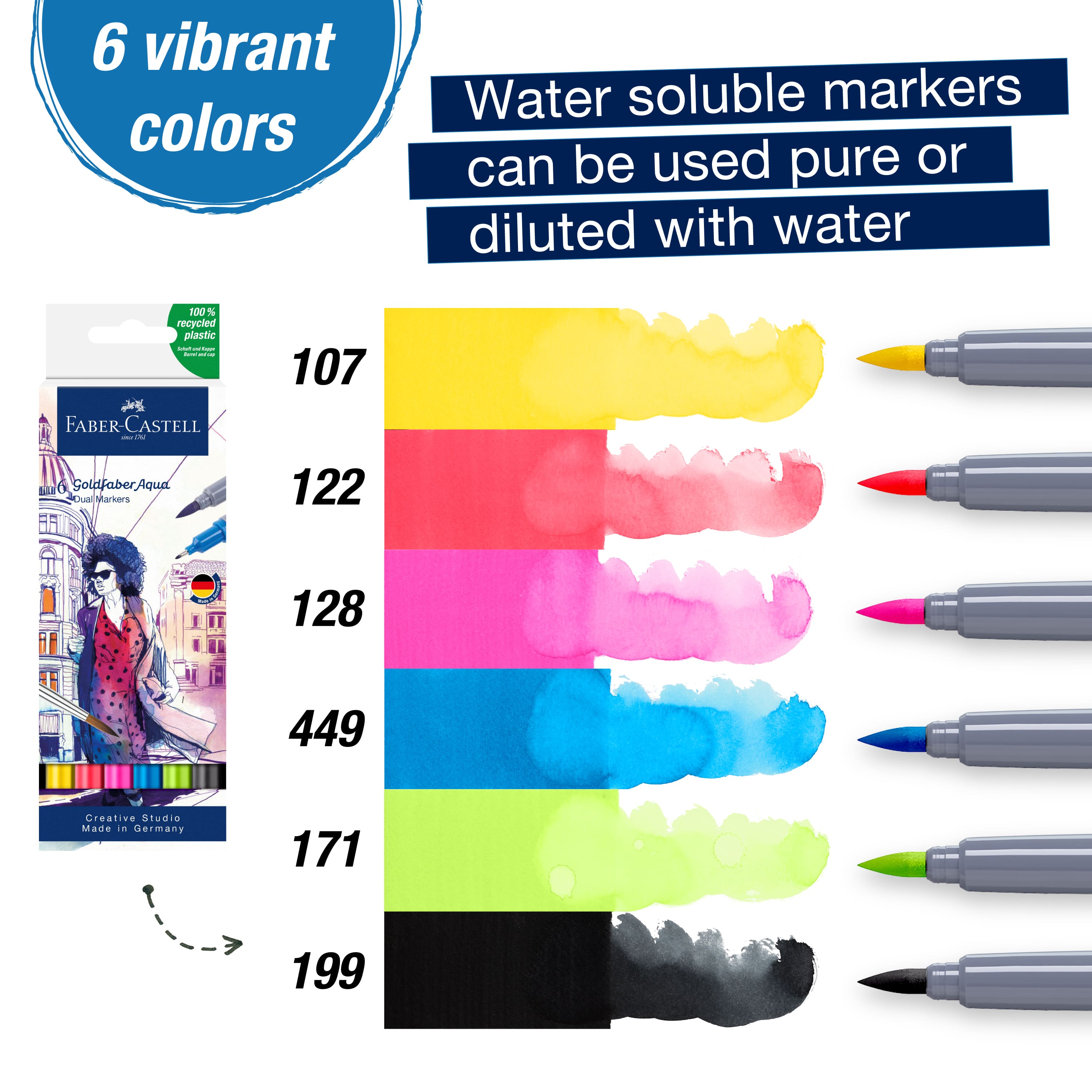 Faber-Castell&#xAE; Goldfaber Aqua Basic Shades Dual-Tip Marker Set