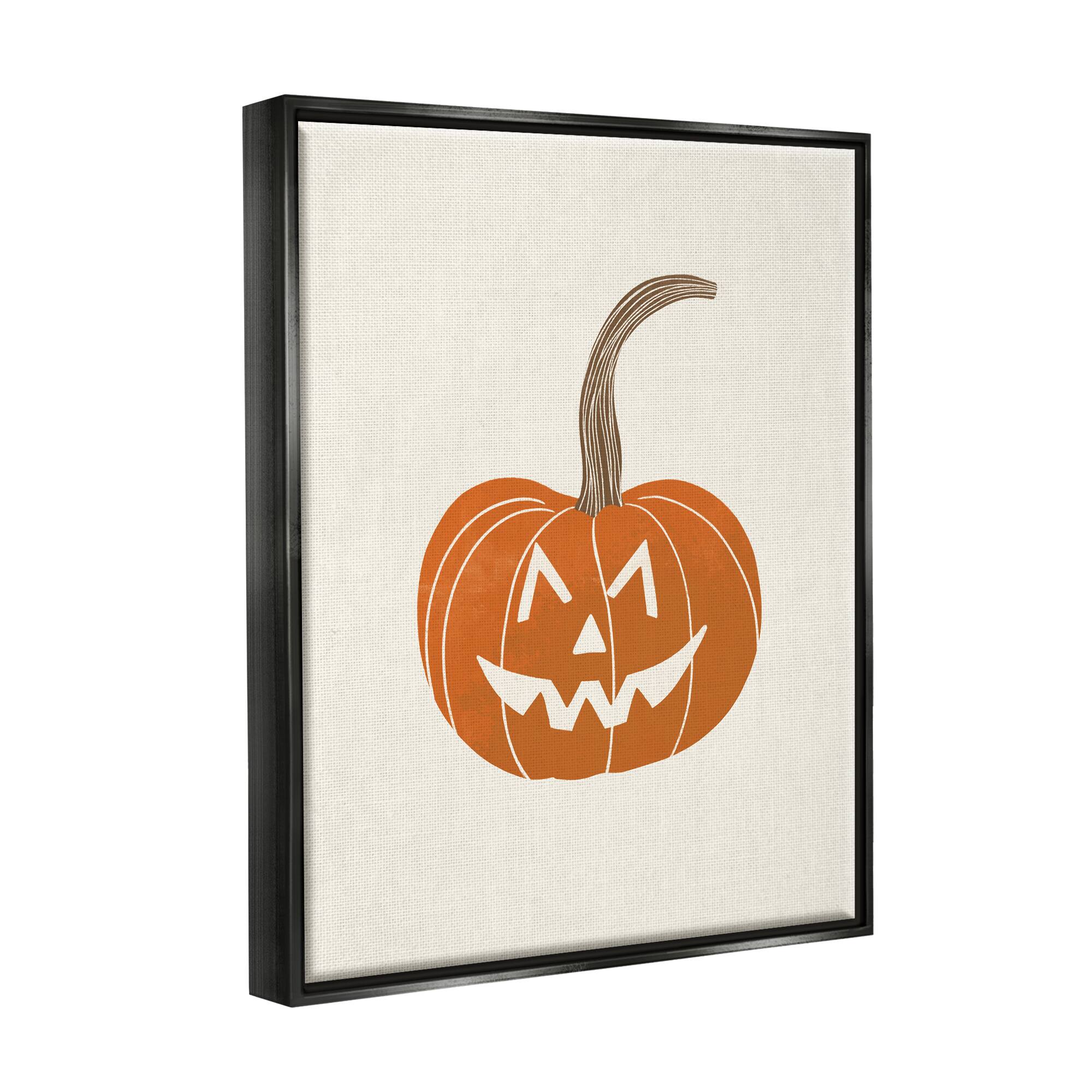 Stupell Industries Casual Jack-o-Lantern Smile Framed Floater Canvas Wall Art