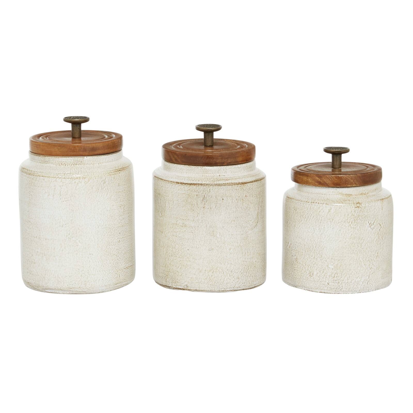 White Terracotta Country Cottage Decorative Jar Set