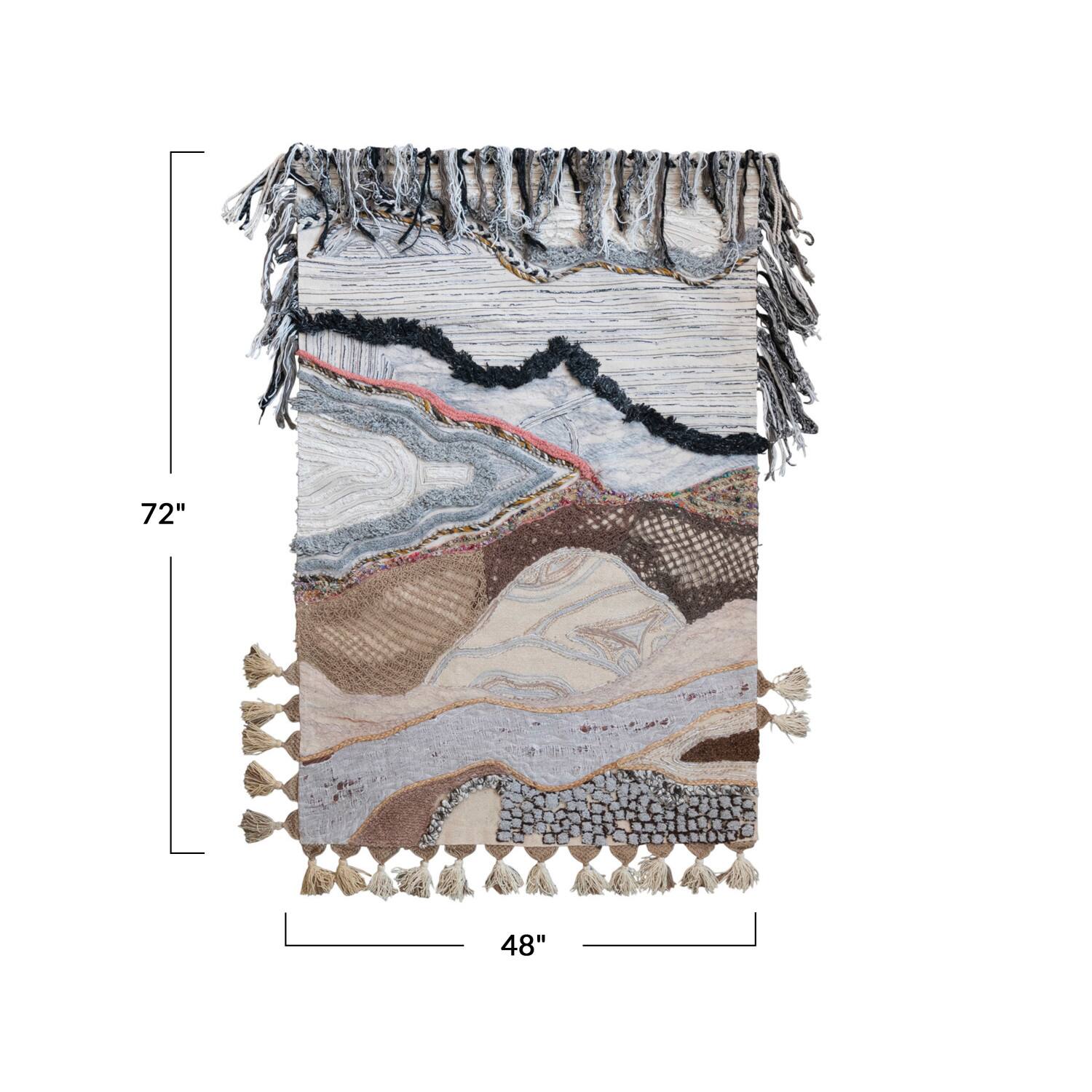 Hello Honey&#xAE; Multicolor Varying Pile Embroidered Cotton Blend Wall Hanging with Wooden Hanger