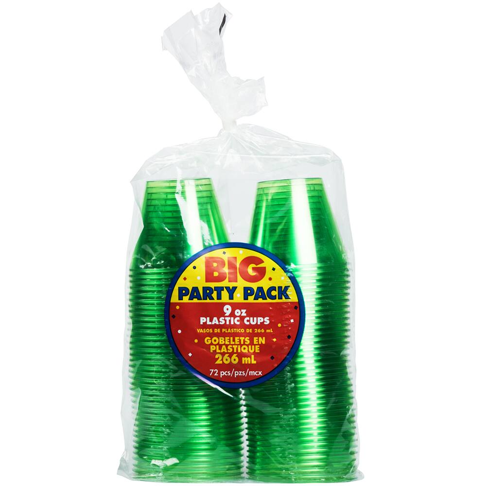 JAM Paper 9oz. Lime Green Plastic Cups, 72ct.
