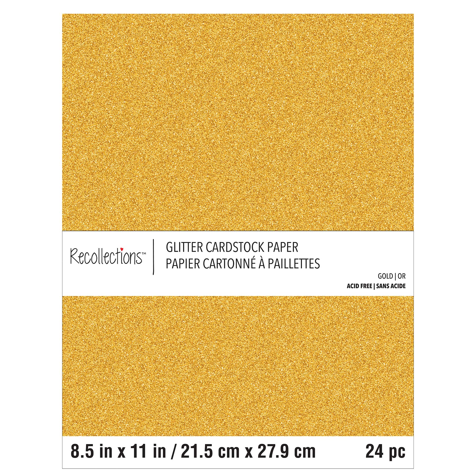 Gold Glitter 8.5&#x22; x 11&#x22; Cardstock Paper by Recollections&#x2122;, 24 Sheets