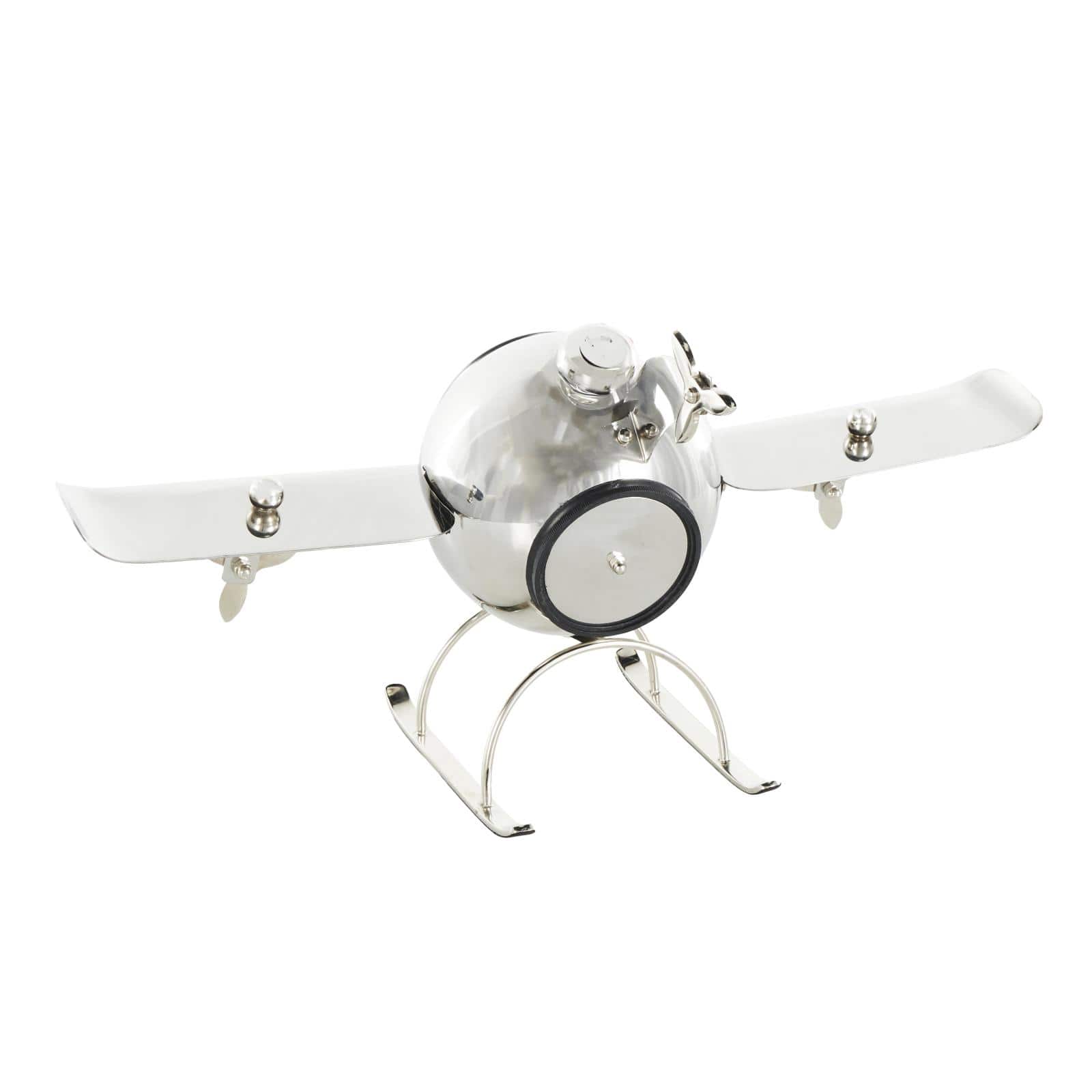 19" Silver Stainless Steel Decorative Airplane Clock