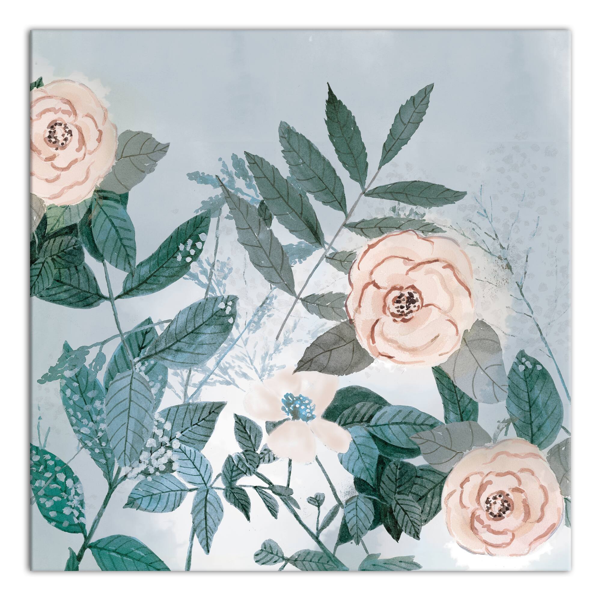 Peach and Green Botanicals 24" x 24" Canvas Wall Art