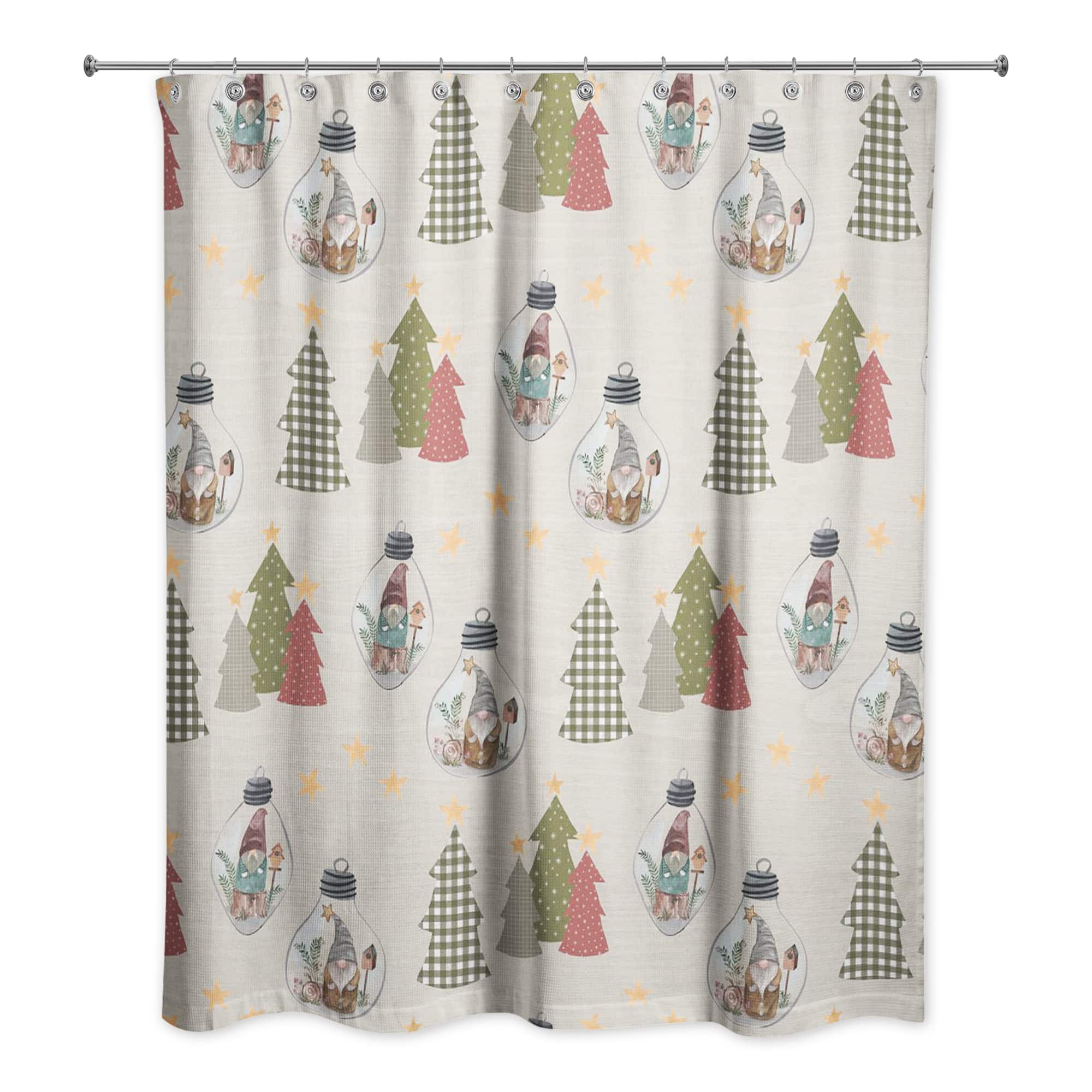Cream Tree &#x26; Globe Pattern Shower Curtain