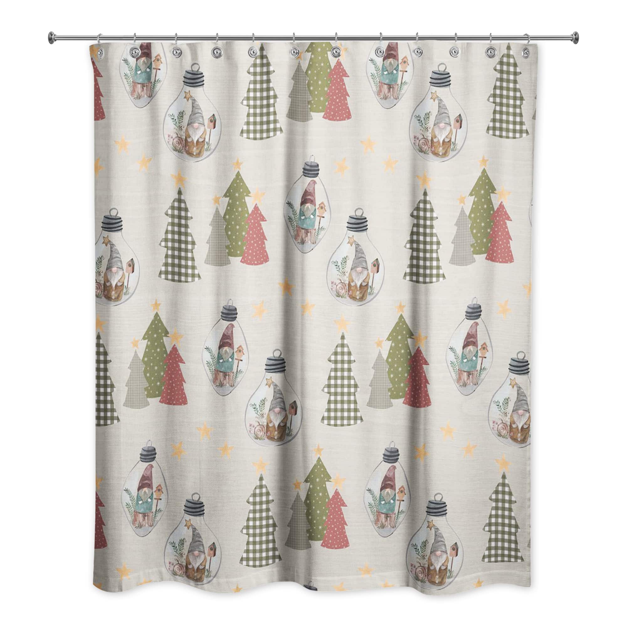 Cream Tree & Globe Pattern Shower Curtain