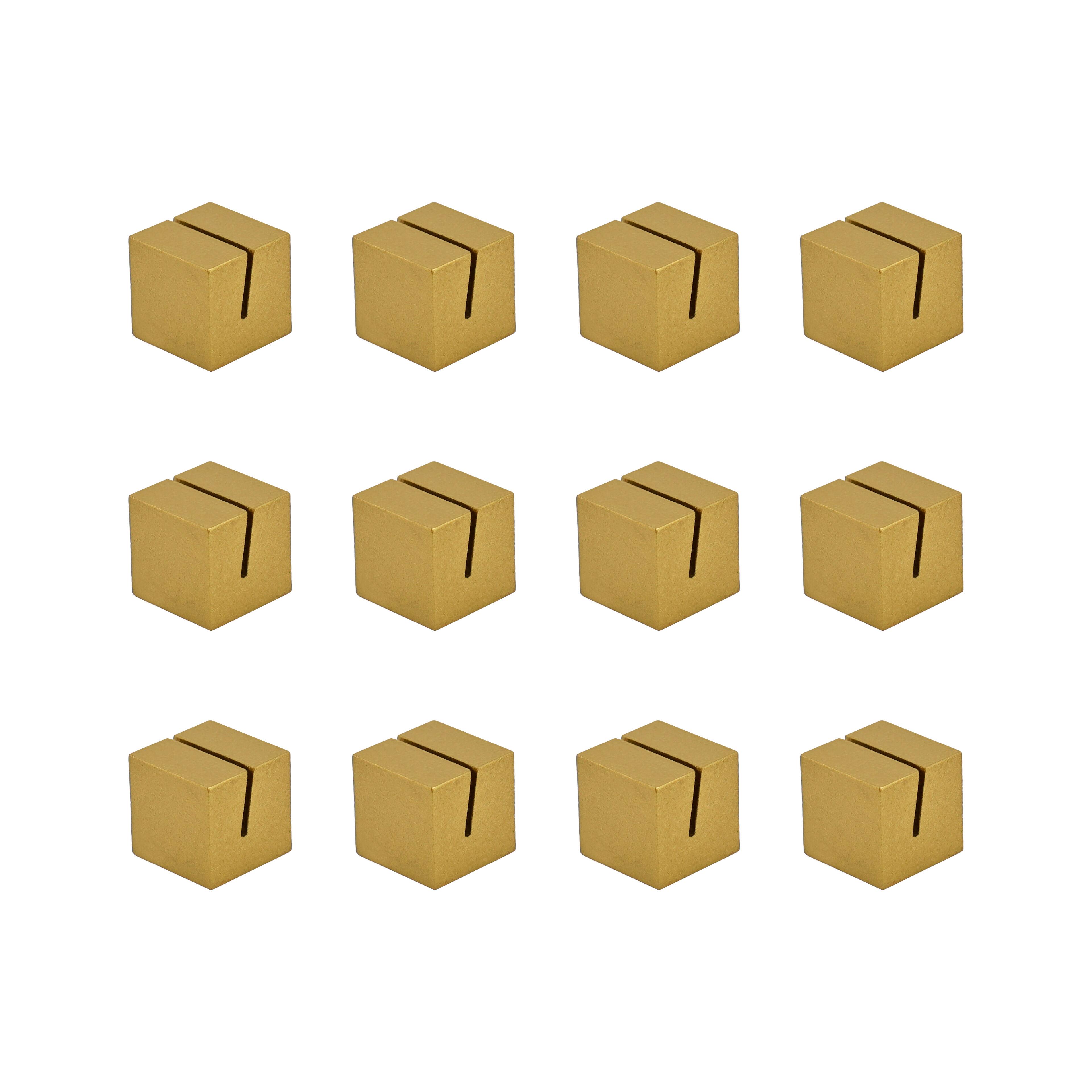 1&#x22; Gold Block Place Card Holders, 12ct. by Celebrate It&#x2122;