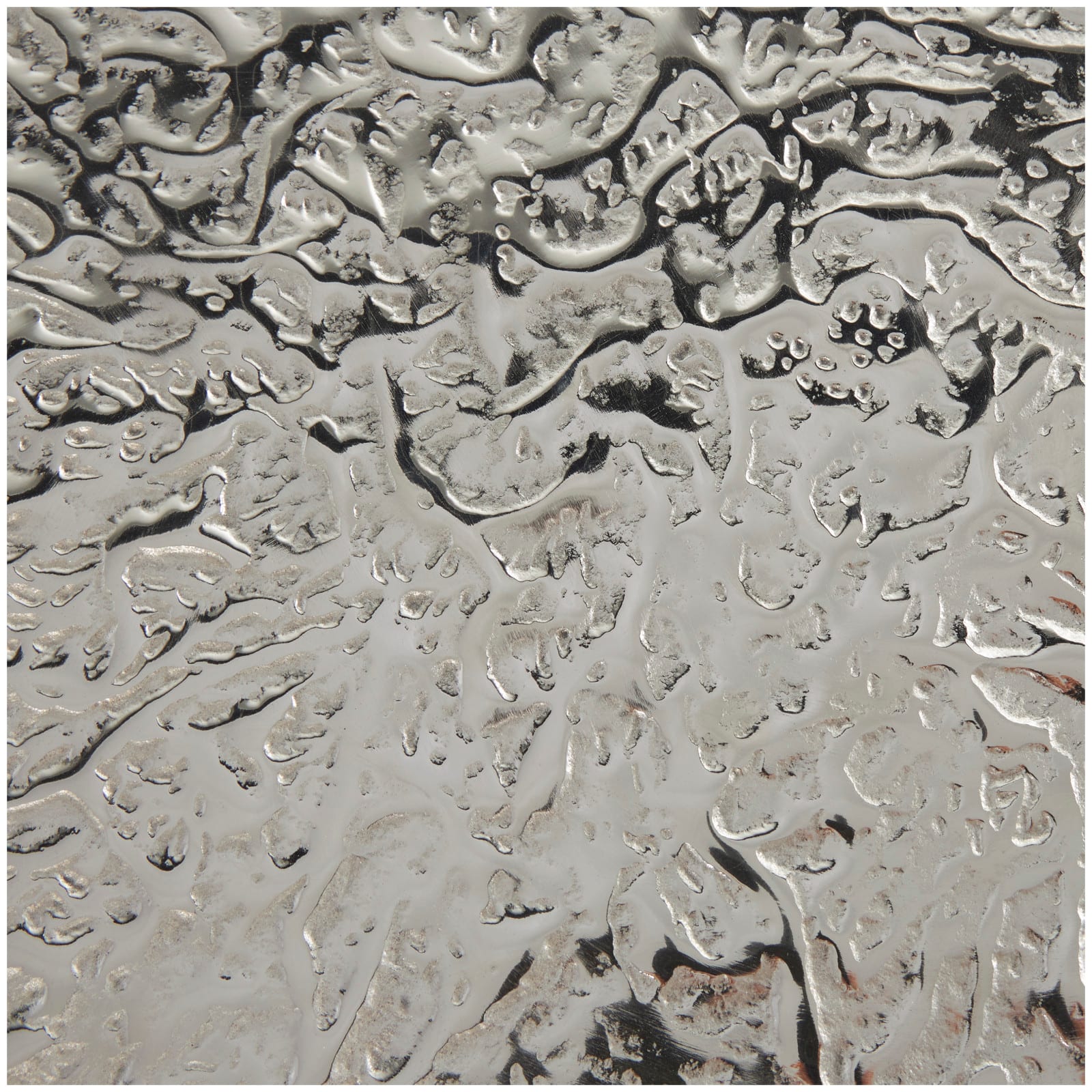 Silver Aluminum Geometric Slim Textured Accent Table