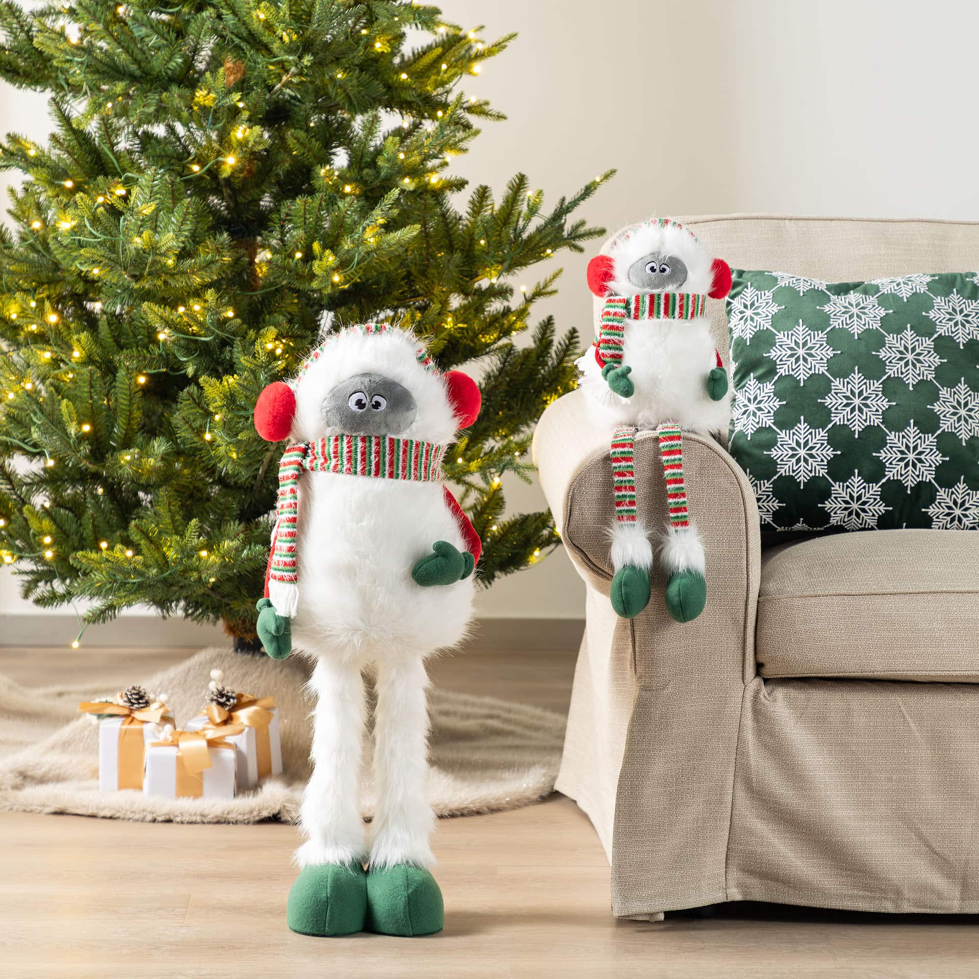 Glitzhome® 29"H Christmas Fabric Yeti With Telescoping Legs