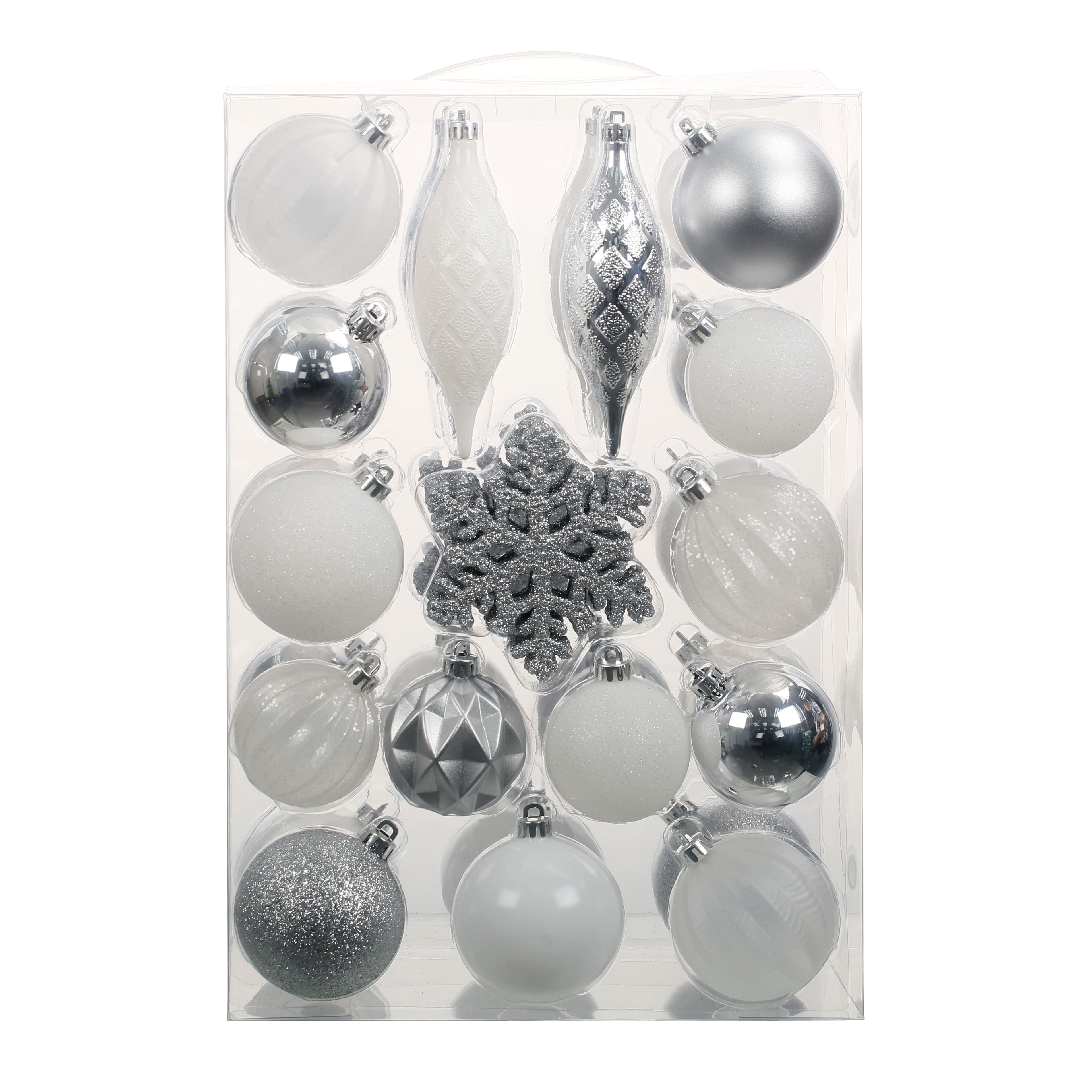 40 Pack Silver Mixed Shatterproof Ornaments by Ashland&#xAE;