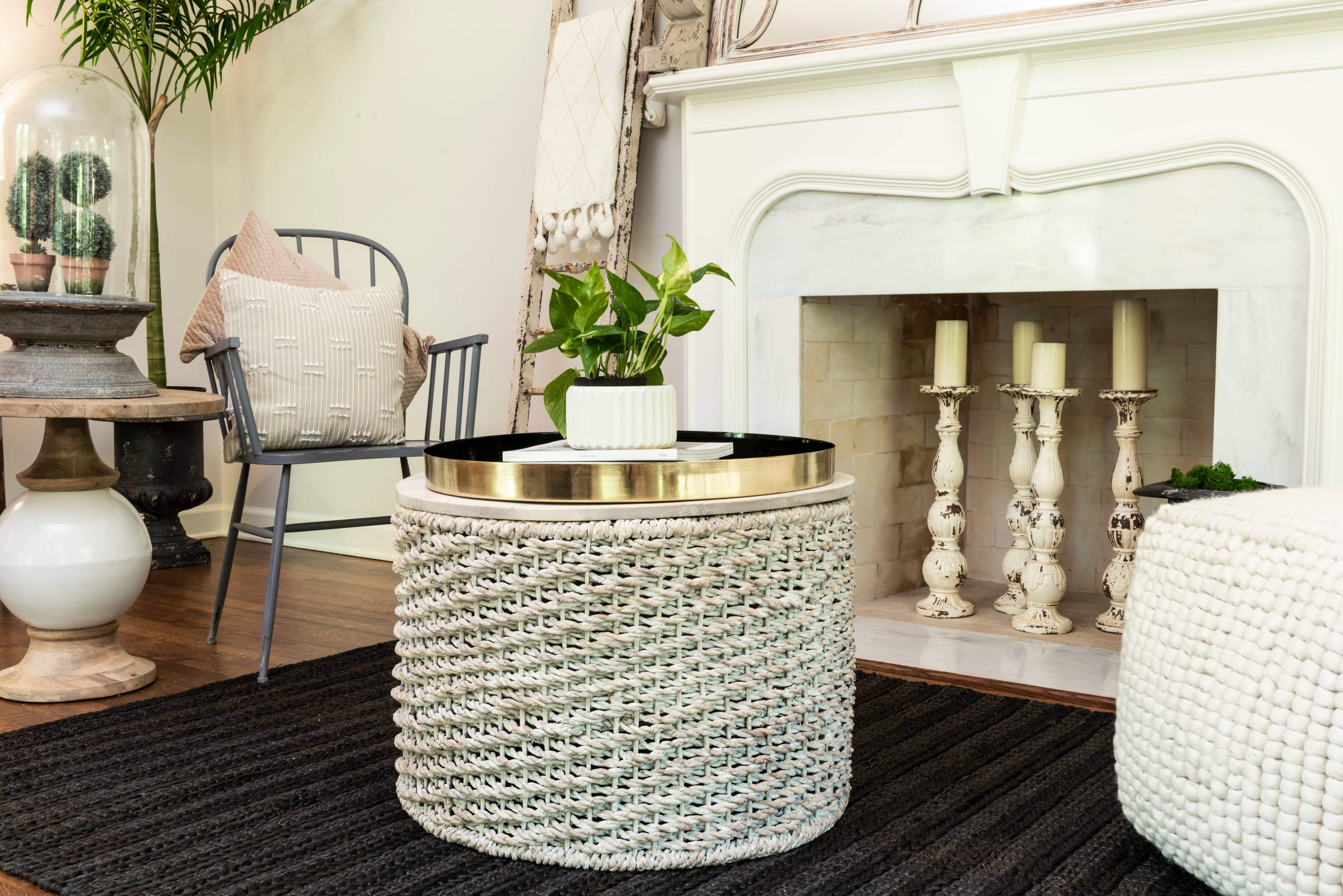 Hello Honey® Whitewashed Woven Water Hyacinth Tables Set