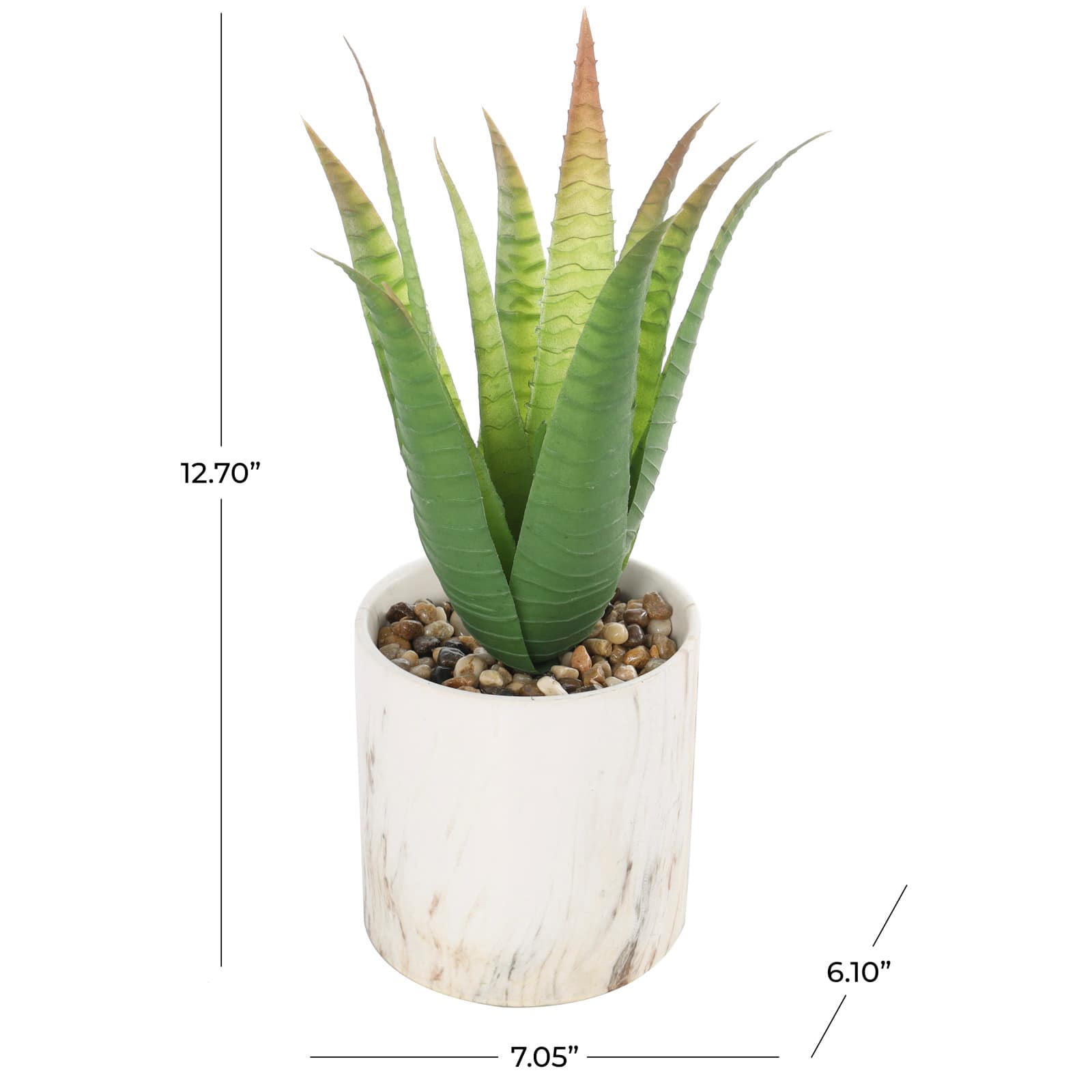 13&#x22; Green Aloe Artificial Plant in White Pot