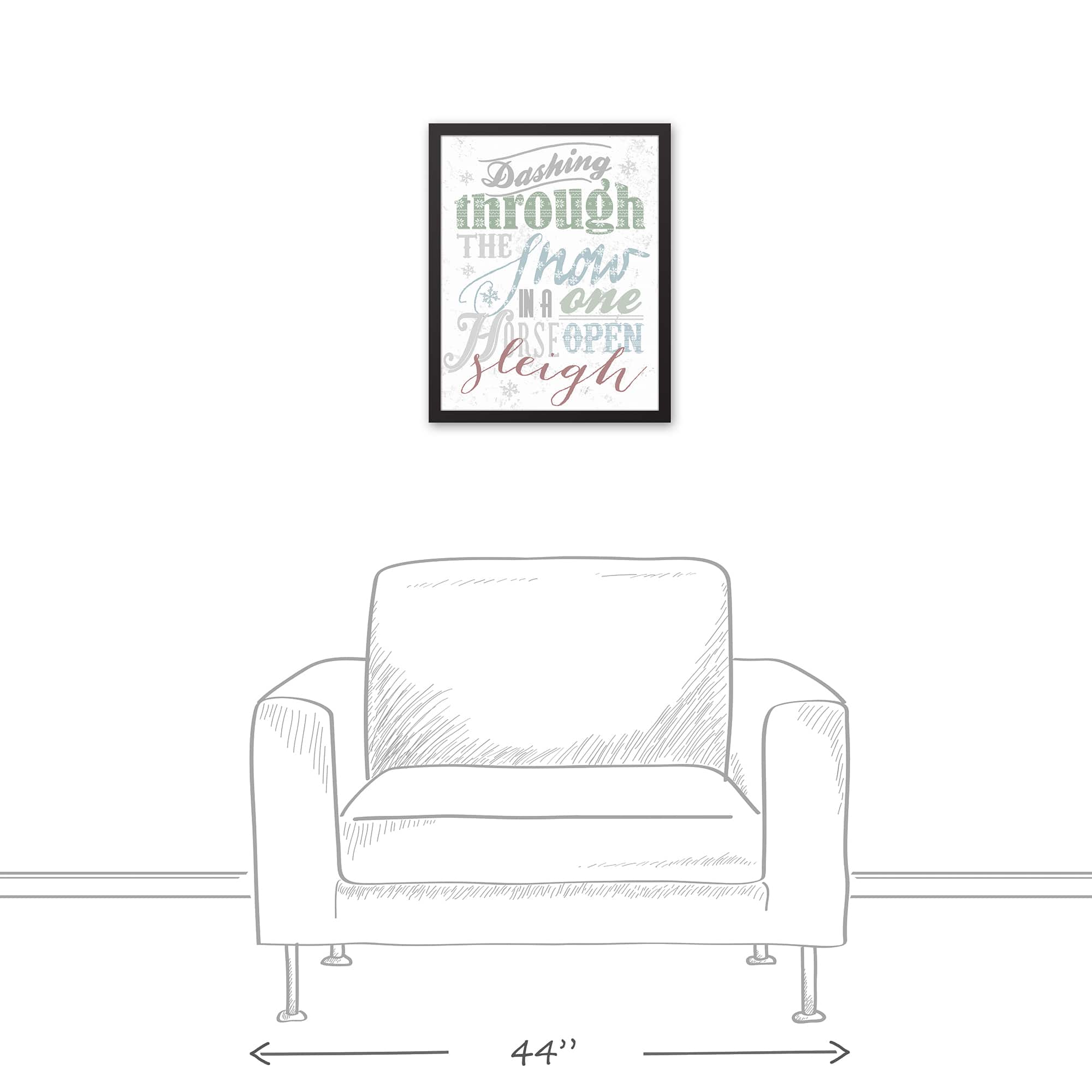 Dashing Through the Snow Typography Framed Canvas Wall Art