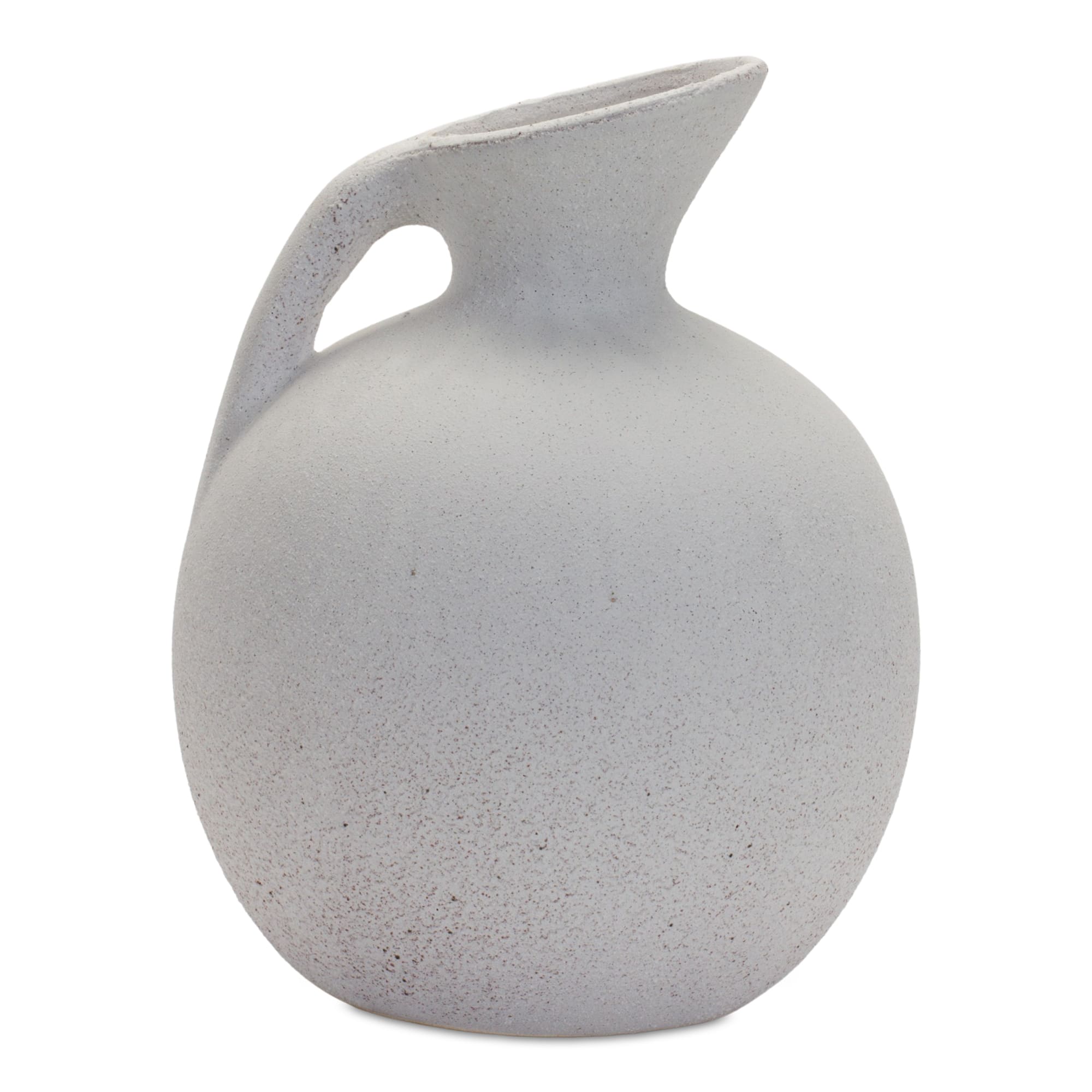 9.5&#x22; White Modern Clay Pitcher Vase