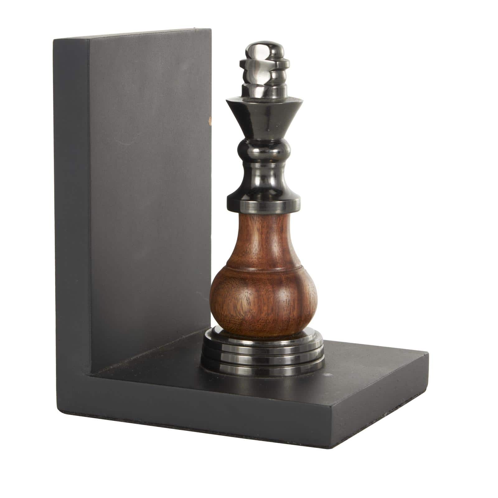 Decorative Dark Brown & Silver Chess Bookend Set