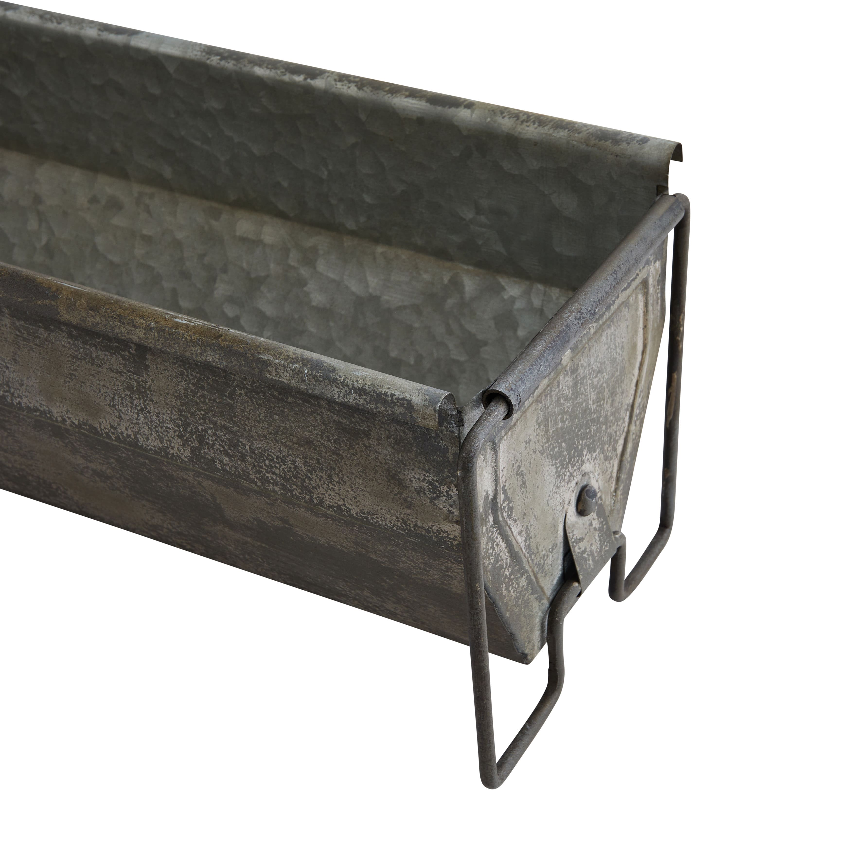 Distressed Metal Trough Container