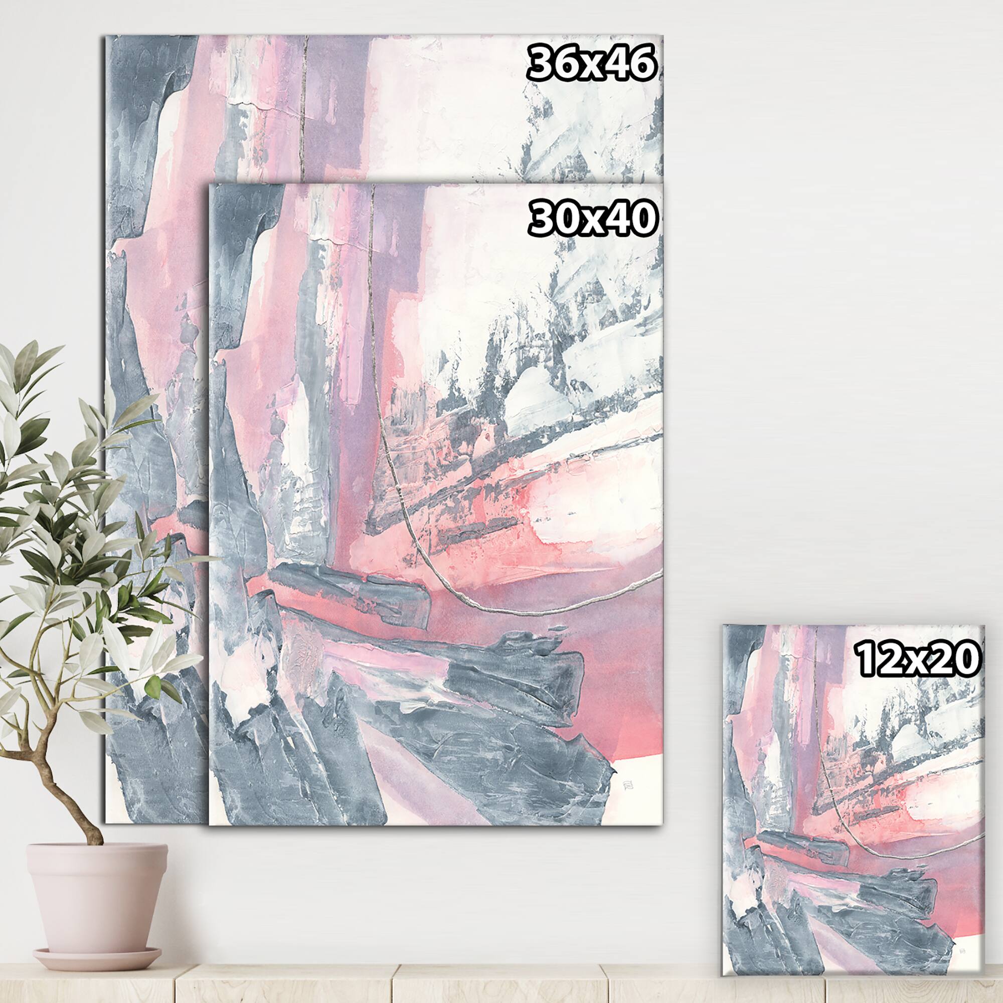 Designart - Durty Shabby Pink Blush I - Shabby Chic Canvas Artwork