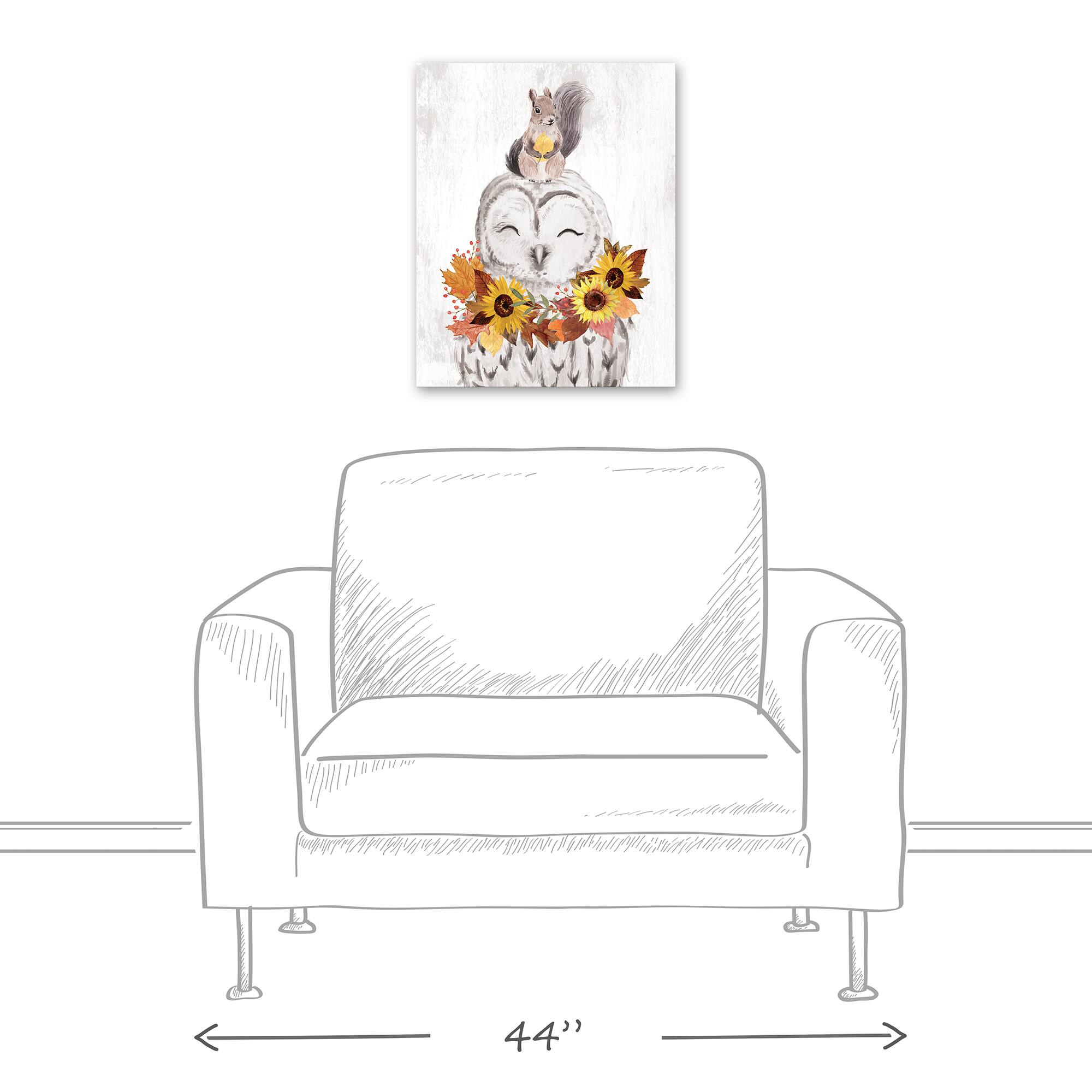 Owl & Squirrel Canvas Wall Art