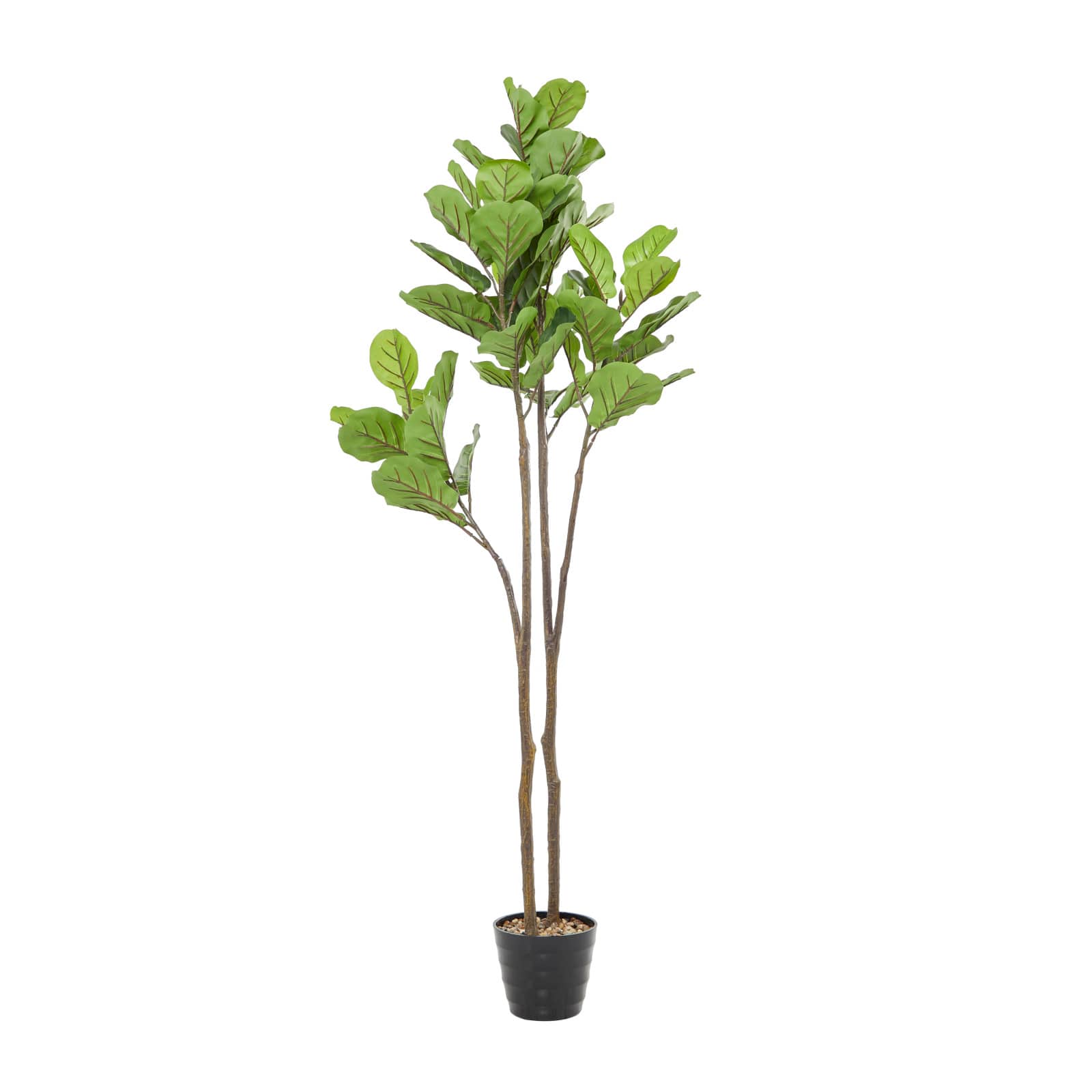 6ft. Green Faux Foliage Fiddle Leaf Artificial Tree with Black Melamine Pot