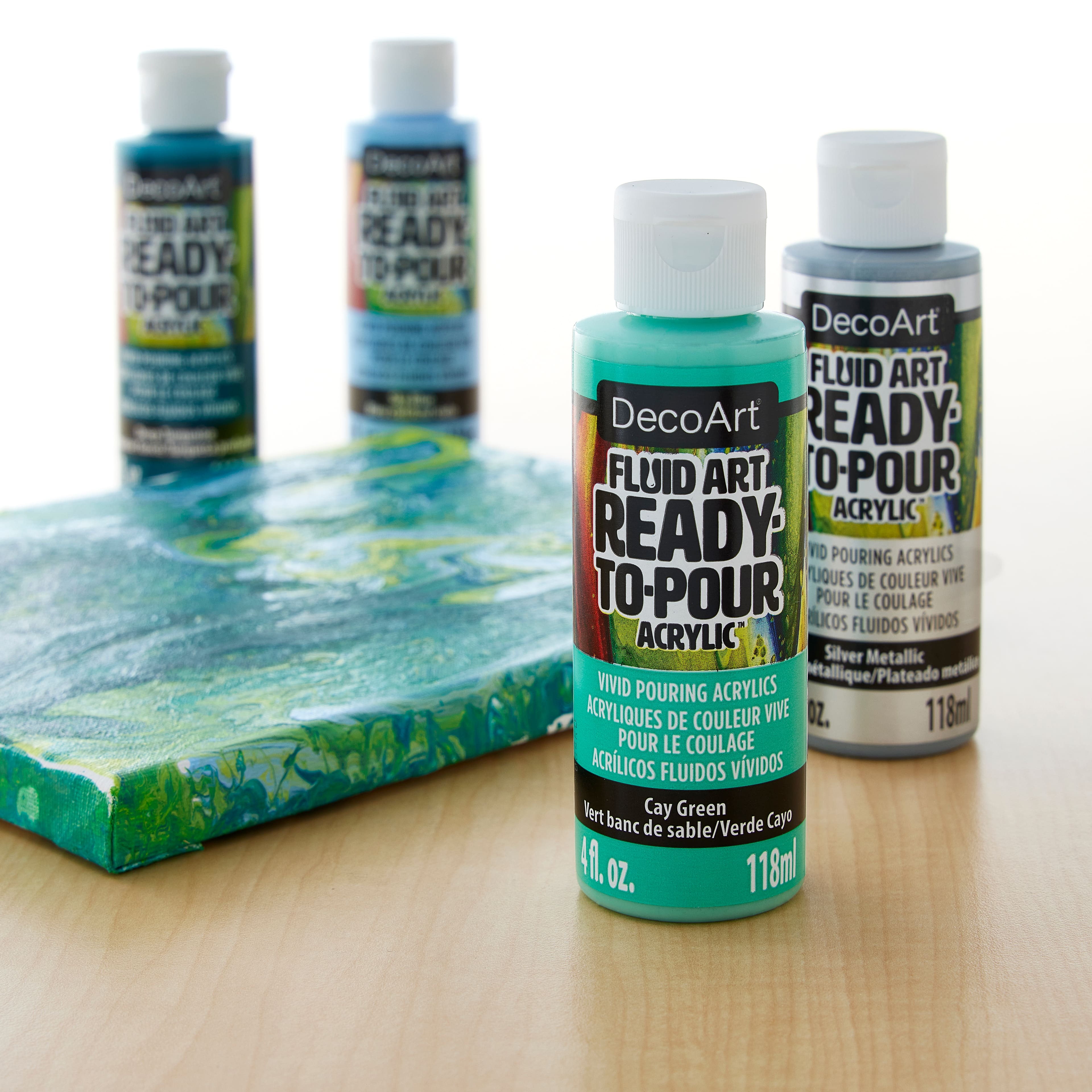 DecoArt® Fluid Art Ready to Pour Acrylic™ Silver Seas Paint Pack