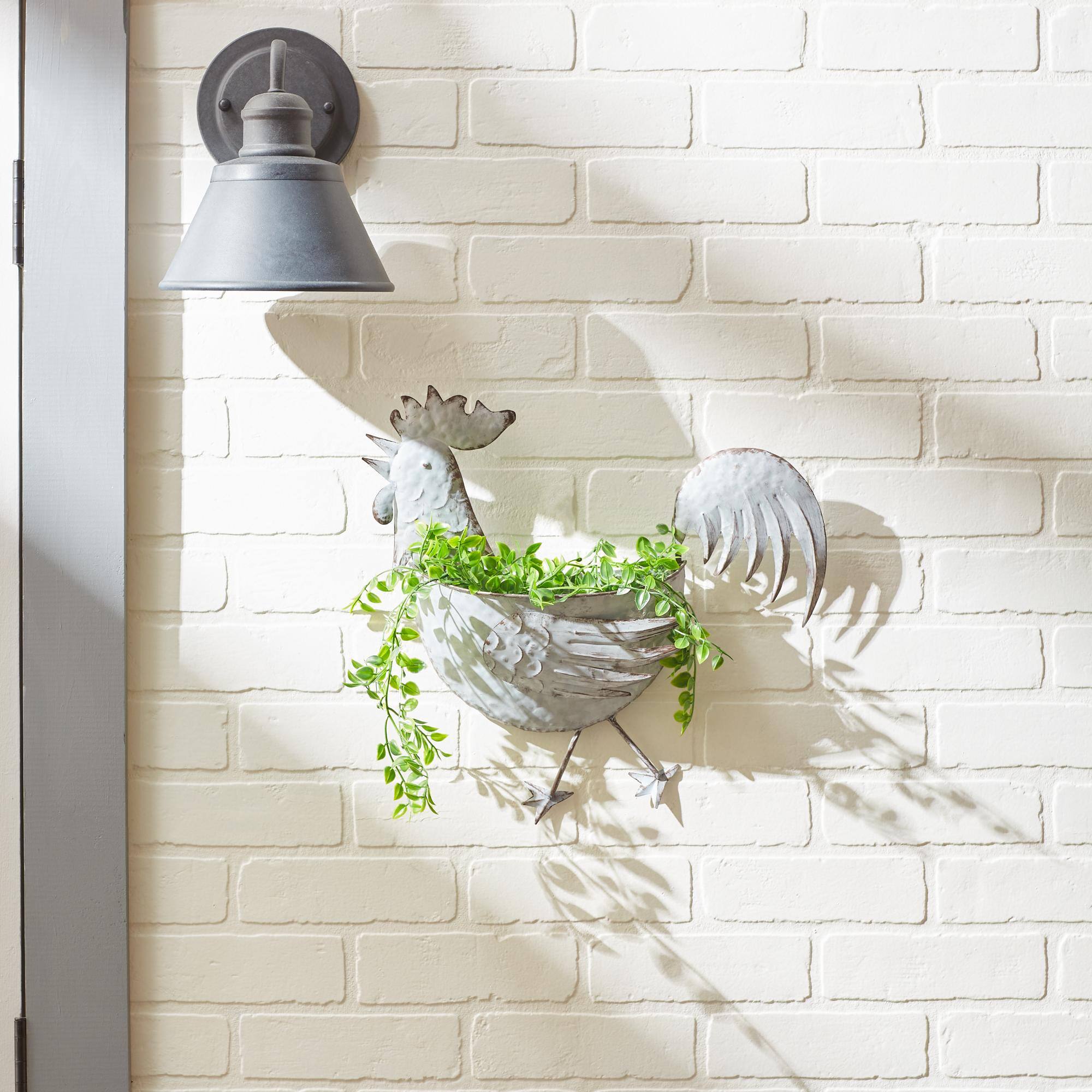 DII® 14.25" Rooster Galvanized Wall Planter