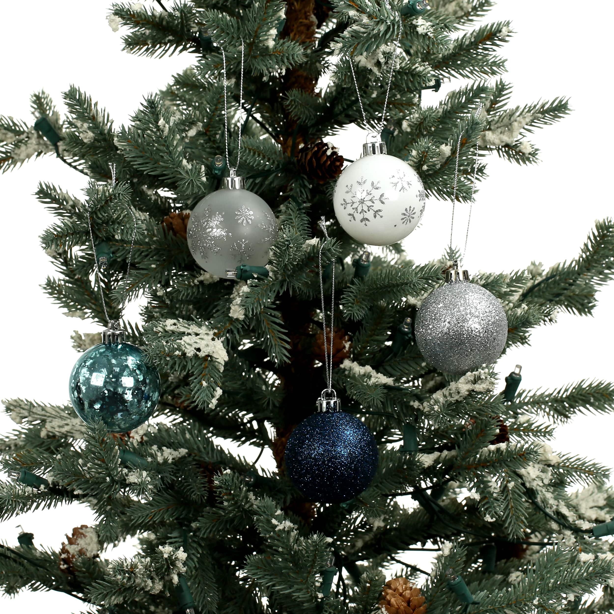 5 Pack 2.2" Blue & Silver Snowflake Shatterproof Ball Ornaments by Ashland®