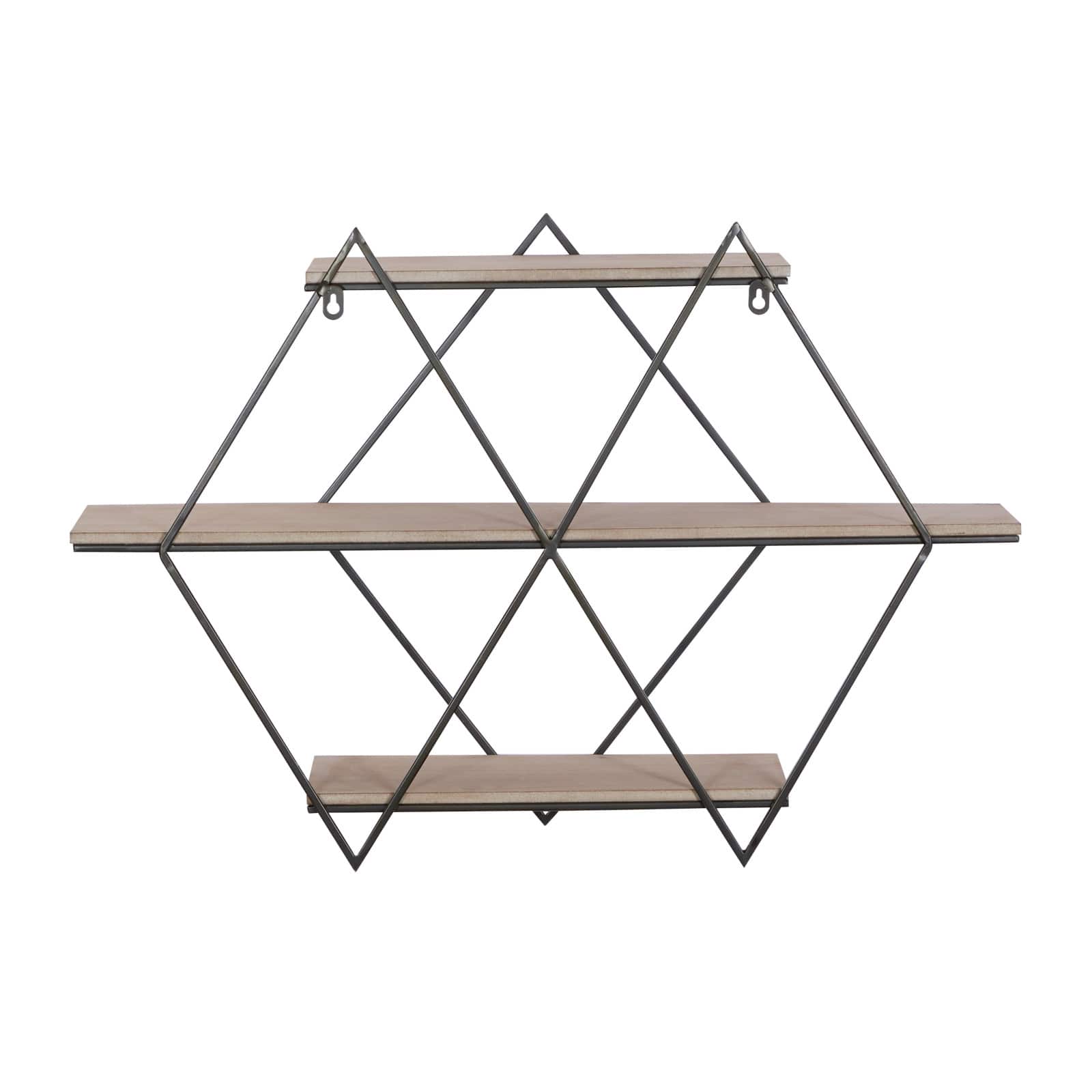 Brown Wood Contemporary Wall Shelf, 20" x 30" x 7"