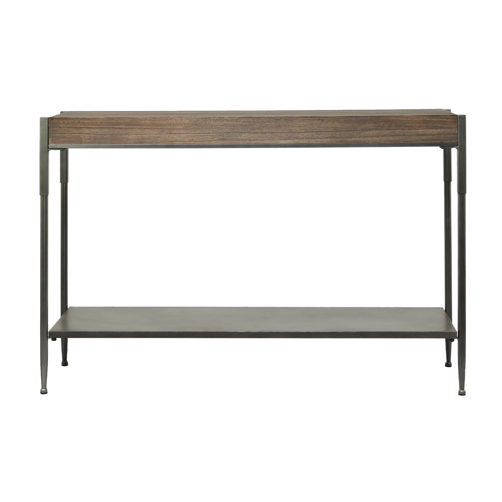 49" Brown Metal Industrial Console Table
