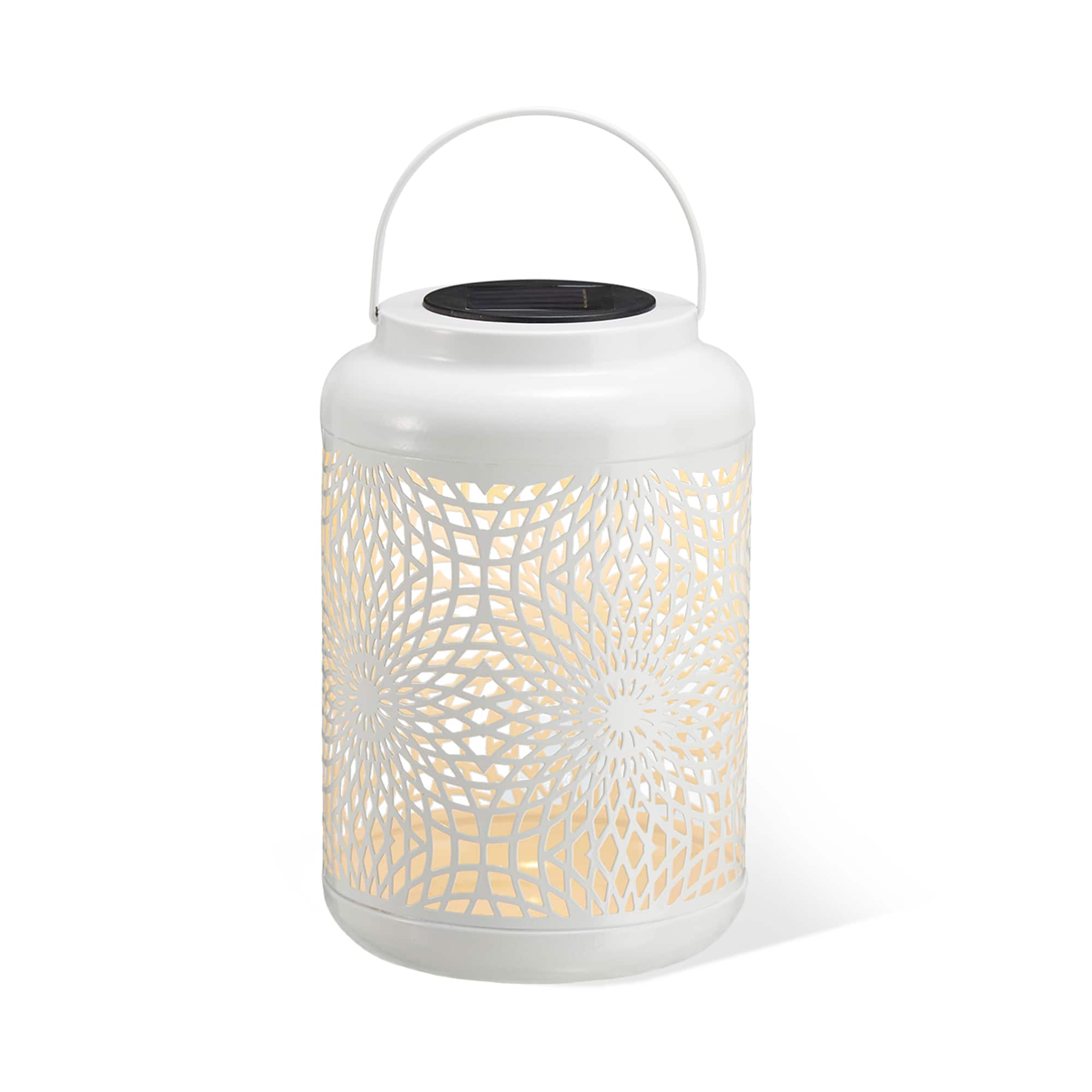 Glitzhome® 9" Cutout Metal Solar Powered Outdoor Hanging Lantern