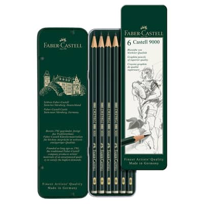Faber-Castell® 9000 Graphite Pencil Art Tin Set, 6ct.