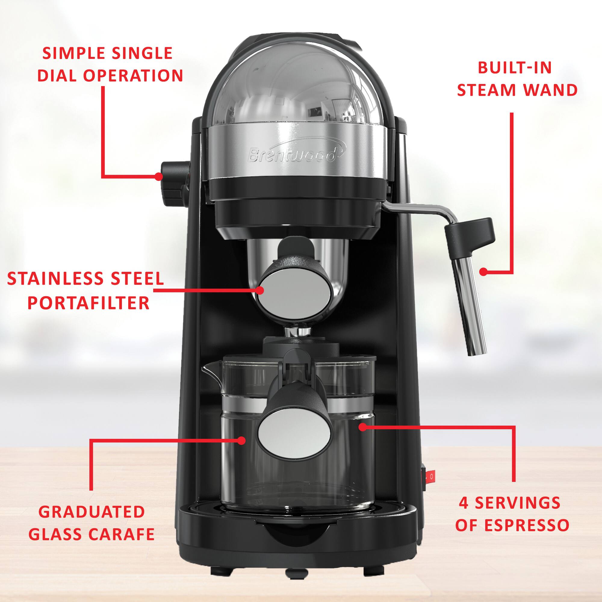 Brentwood 20oz. 800 Watt Espresso & Cappuccino Maker