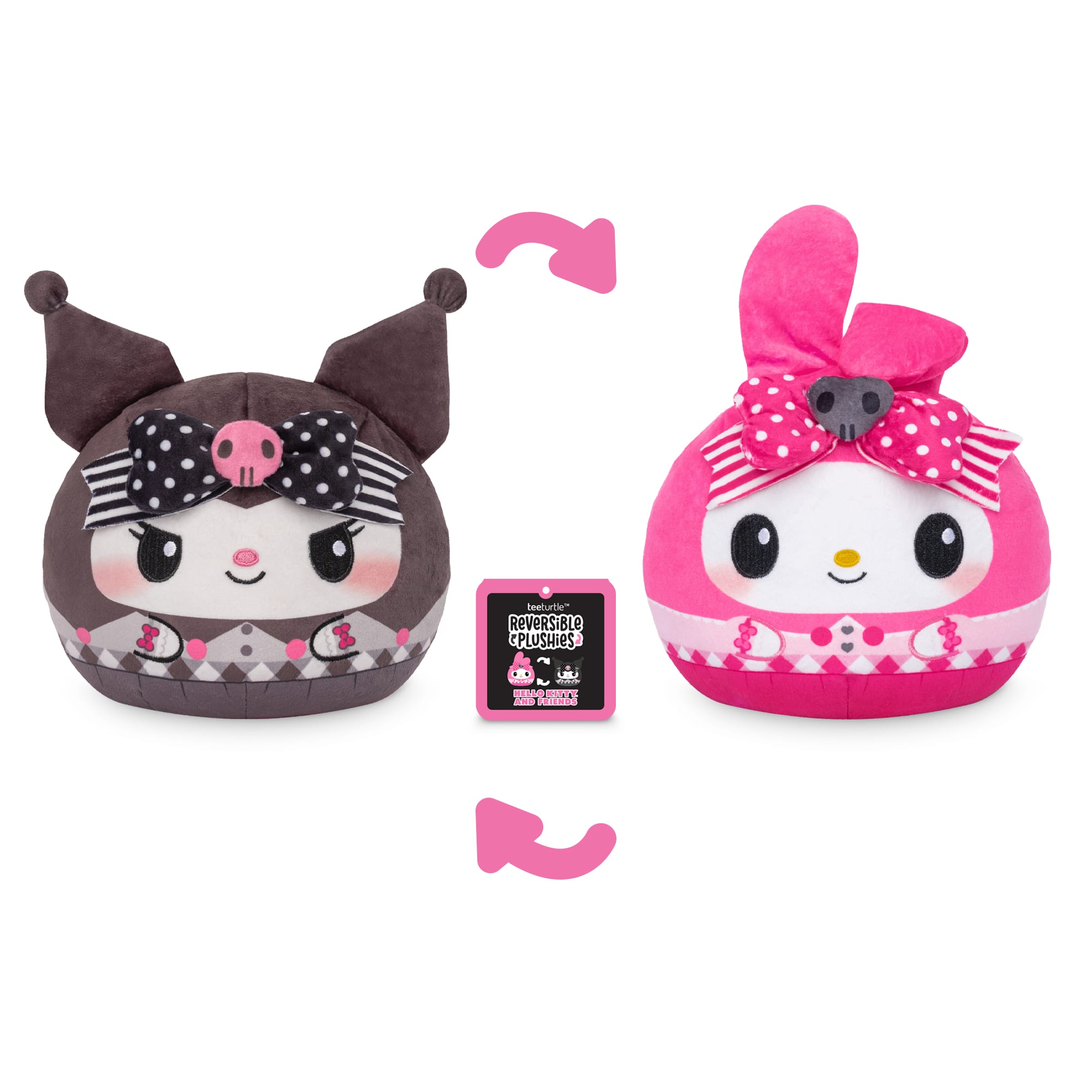 TeeTurtle 6&#x22; Pink &#x26; Black My Melody &#x26; Kuromi Reversible Plushie