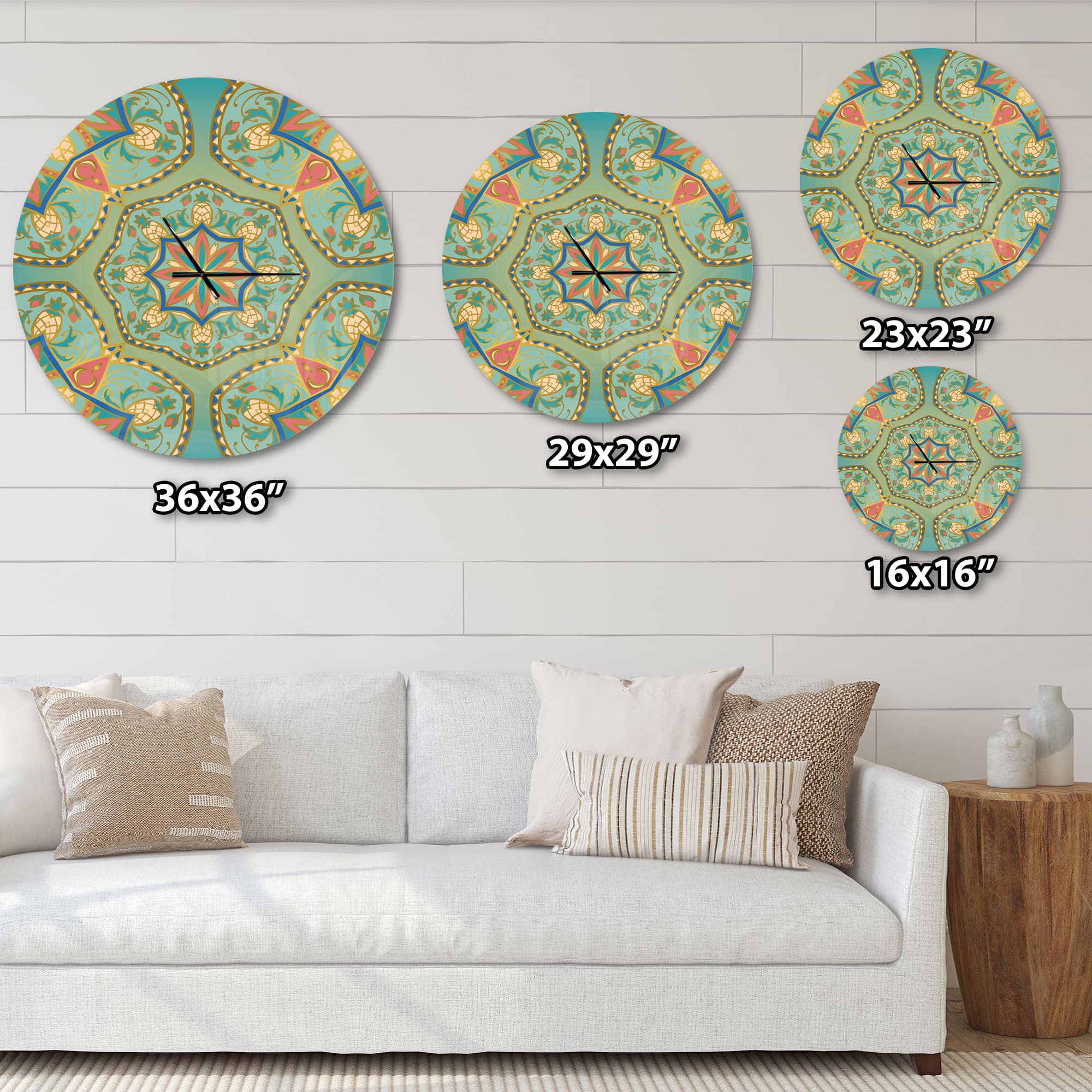 Designart &#x27;Oriental Mandala Pinapple Ornament Vintage Wall Clock