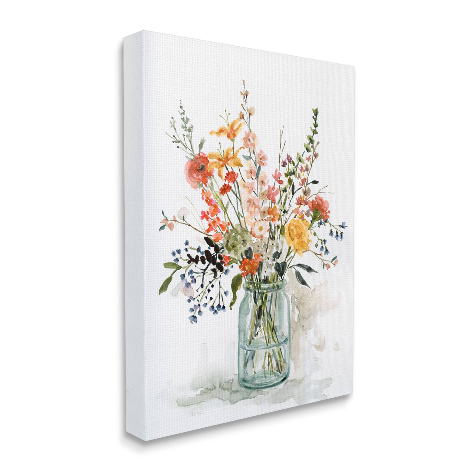 Stupell Industries Warm Summer Meadow Floral Bouquet Still Life Painting Canvas Wall Art
