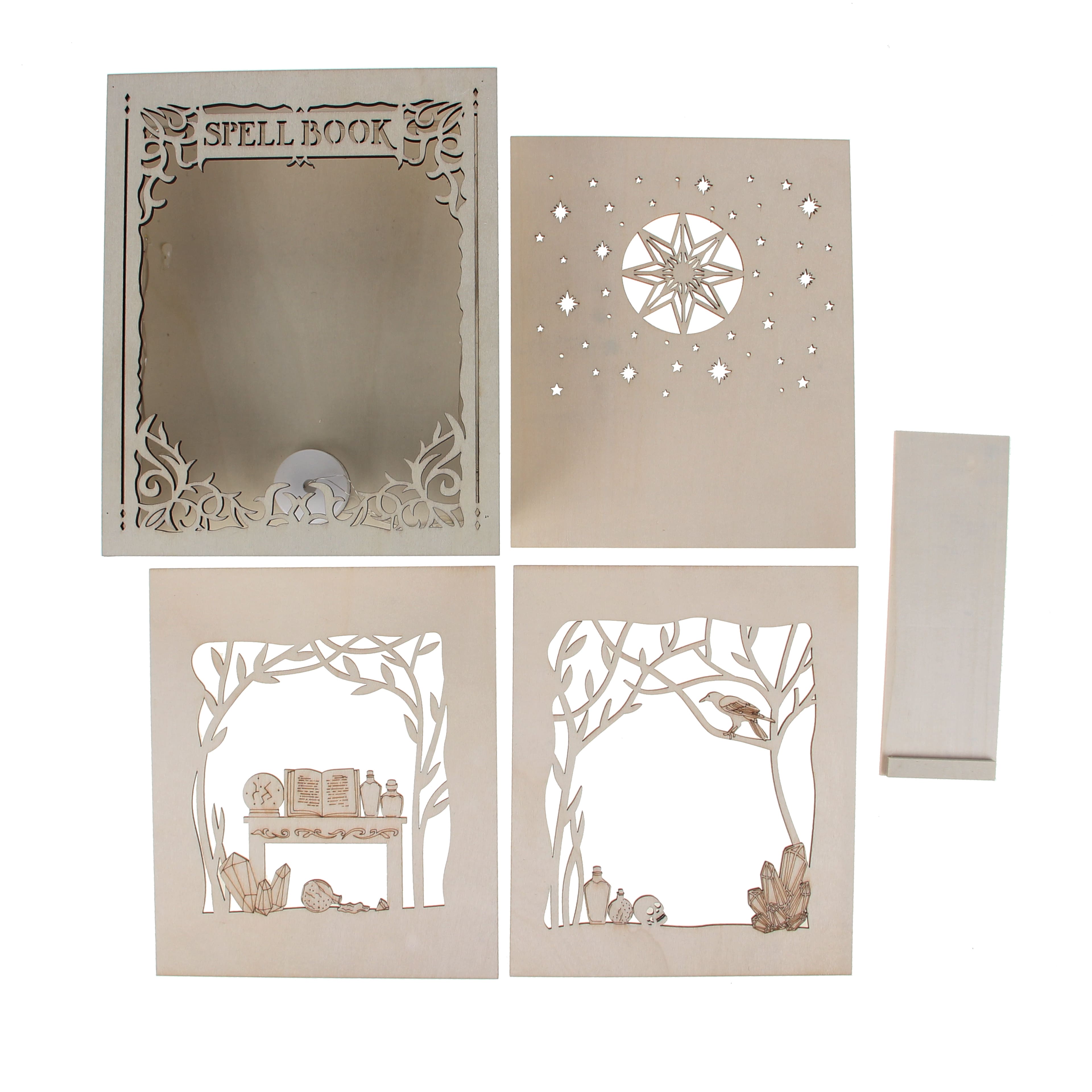 8.5&#x22; Spellbook DIY LED Plywood D&#xE9;cor by Make Market&#xAE;