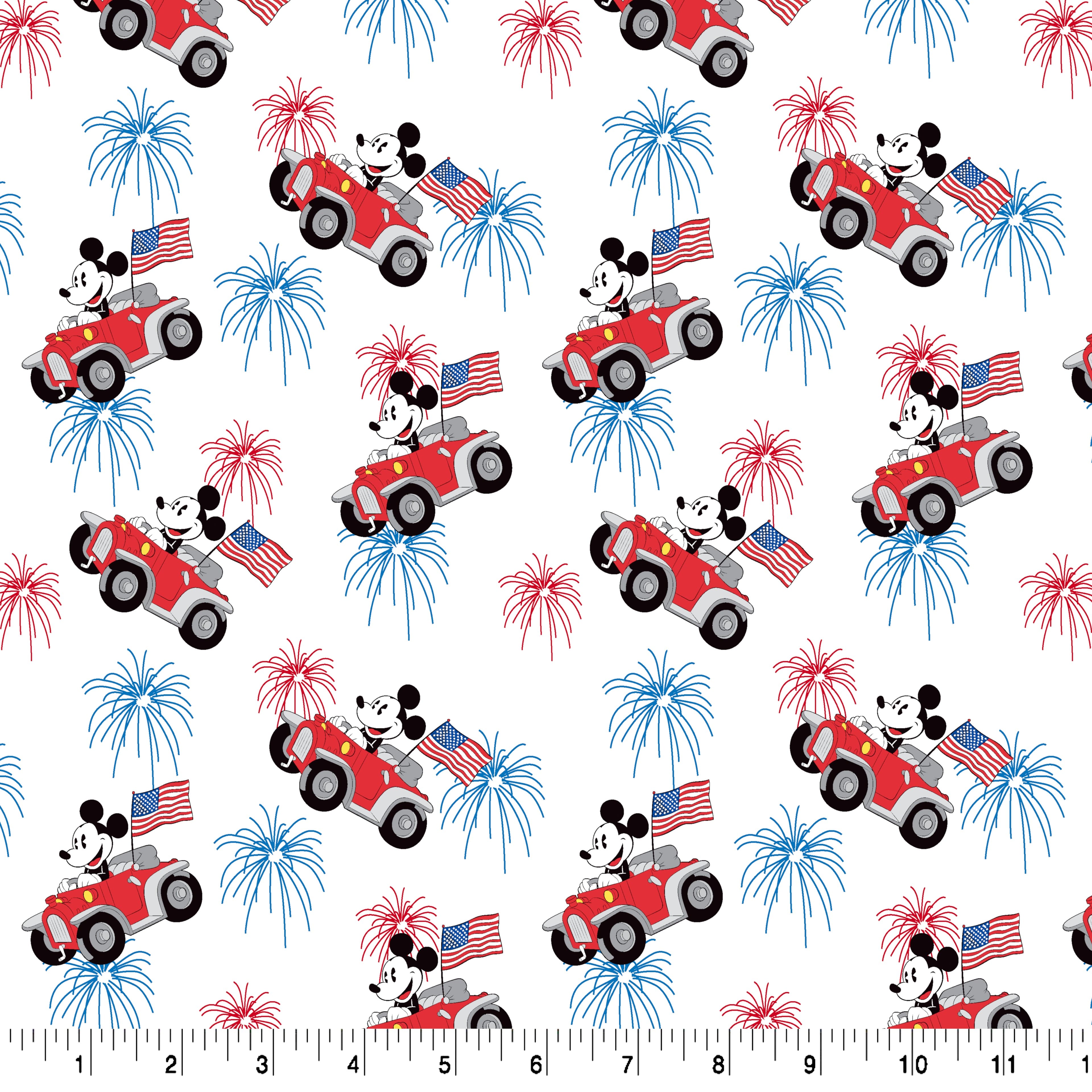 Disney&#xAE; Patriotic Mickey Mouse in a Car Cotton Fabric