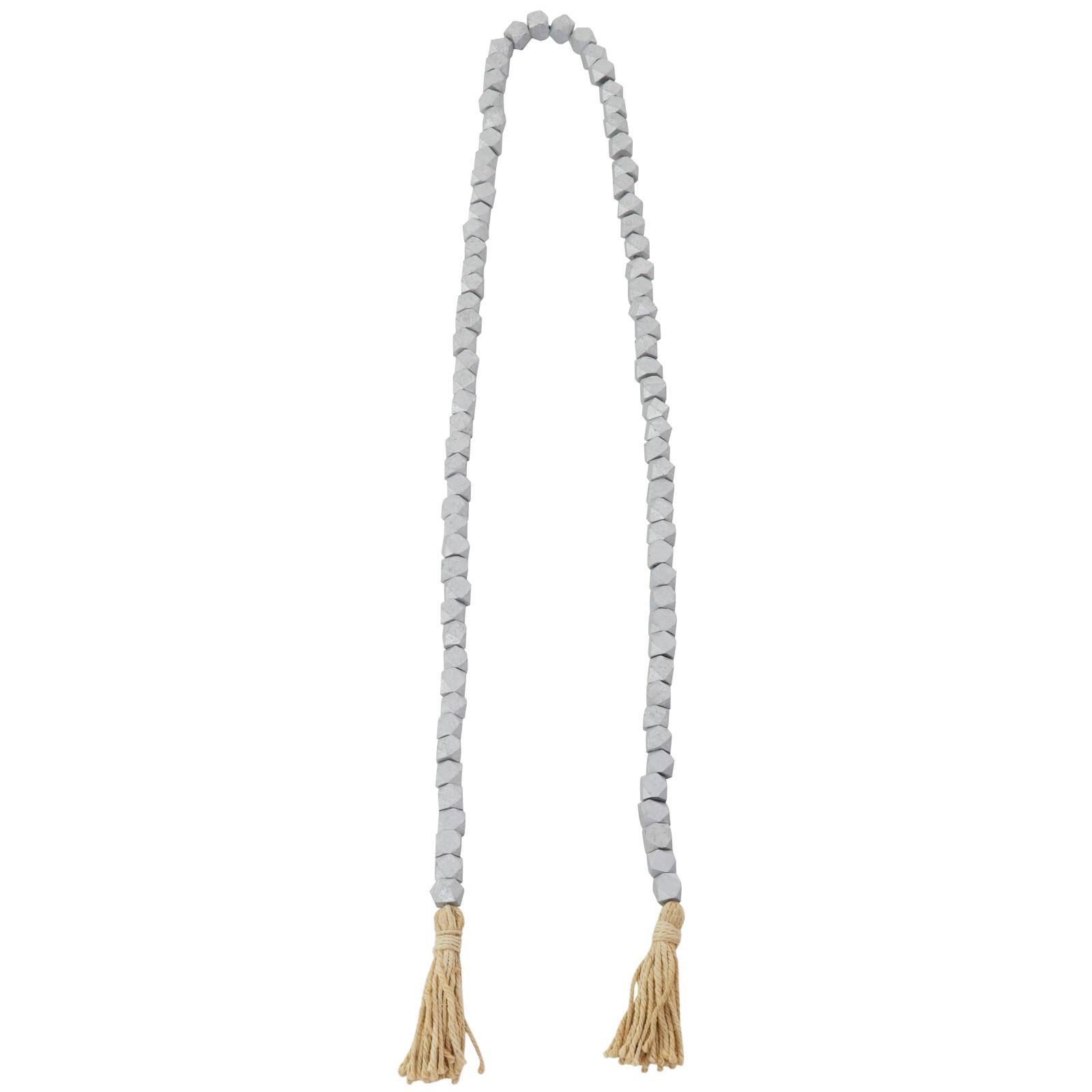 80" Bohemian Mango Wood Beads with Tassels Garland