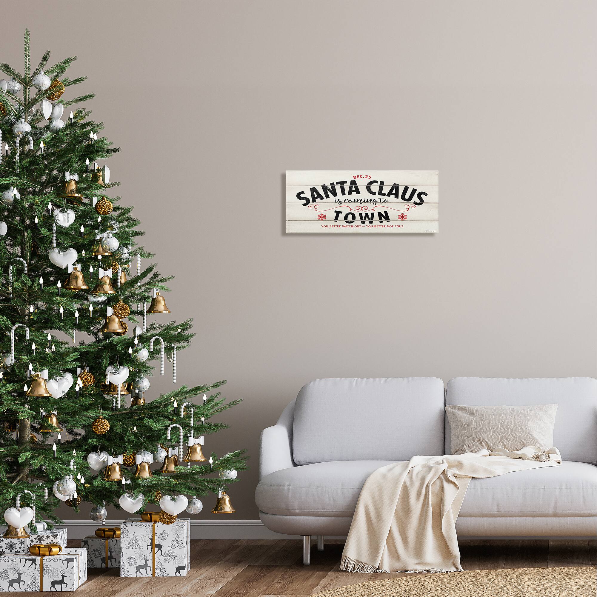 Stupell Industries Santa Claus Coming To Town Rustic Canvas Wall Art