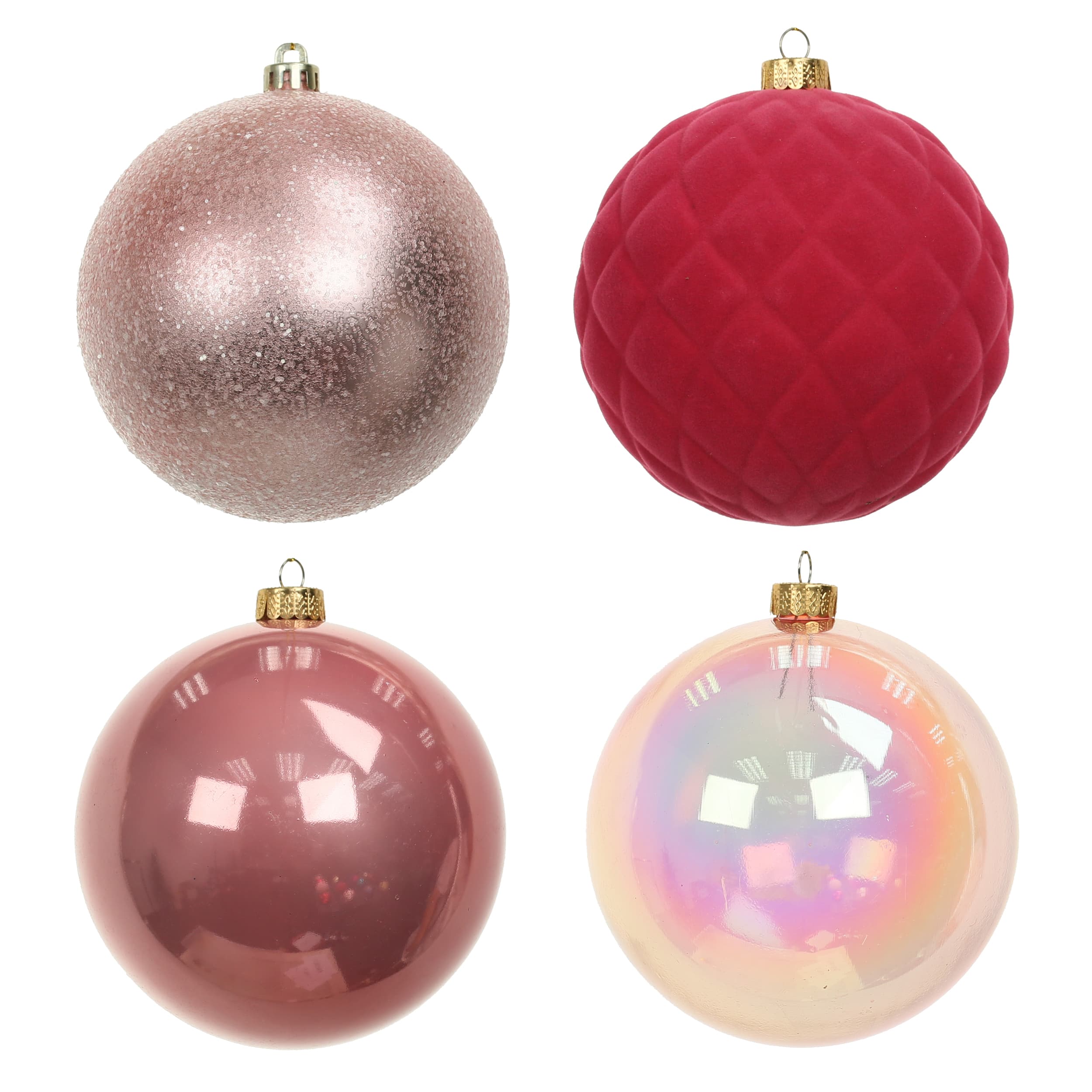 Assorted 4 Pack 4.7&#x22; Pink &#x26; Red Shatterproof Ball Ornaments, 1pc. by Ashland&#xAE;