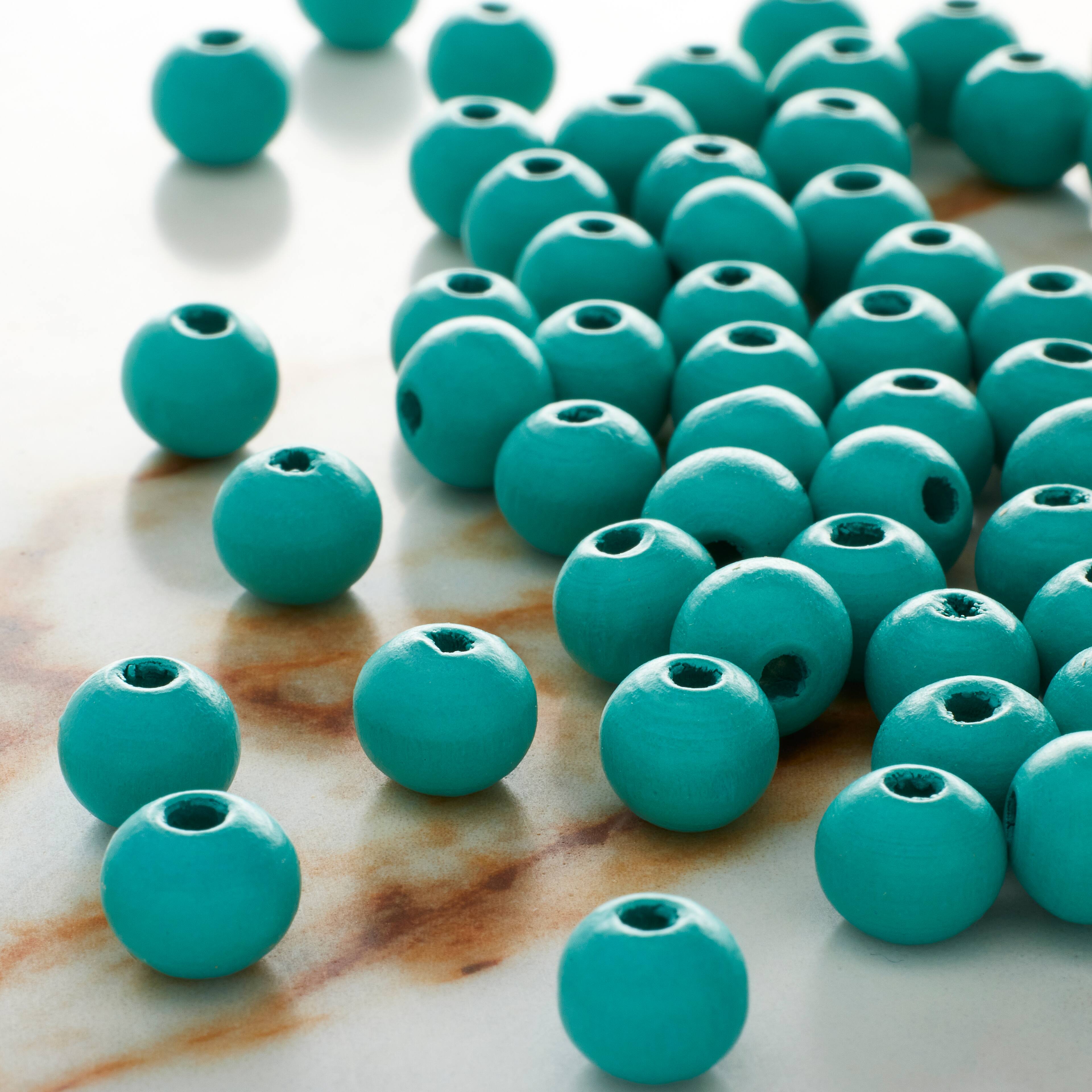 12 Pack: Turquoise Wooden Round Beads, 8mm by Bead Landing&#x2122;