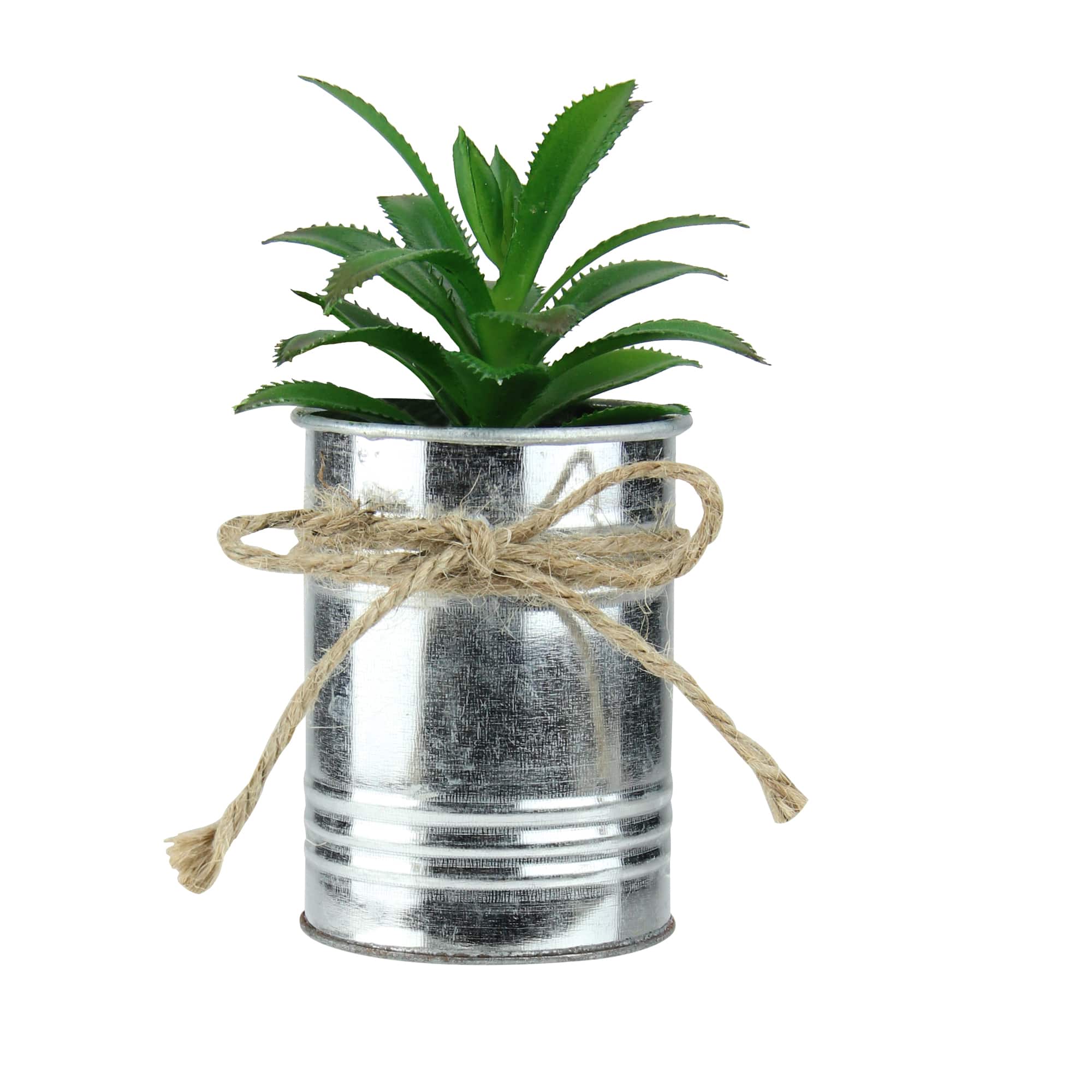 7&#x22; Tropical Green Artificial Mini Plant in Tin Planter