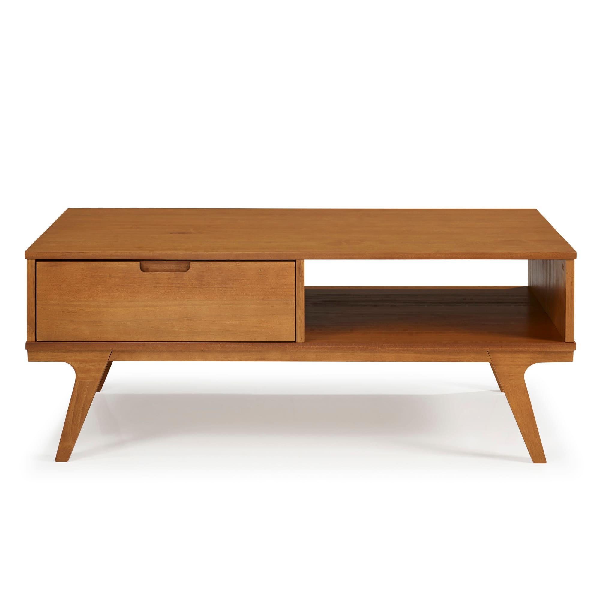 Caramel 1-Drawer Bridge Leg Solid Wood Coffee Table
