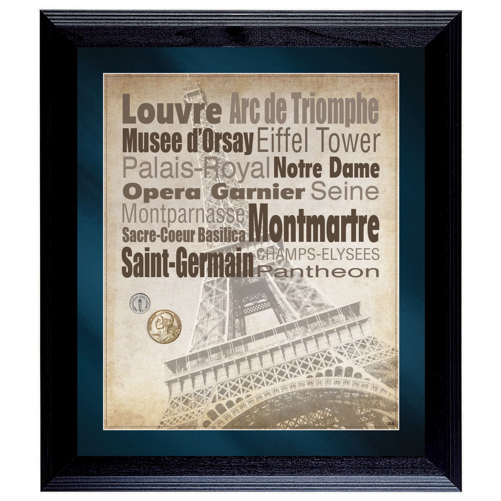 Paris The City of Lights Wall Frame with Coins
