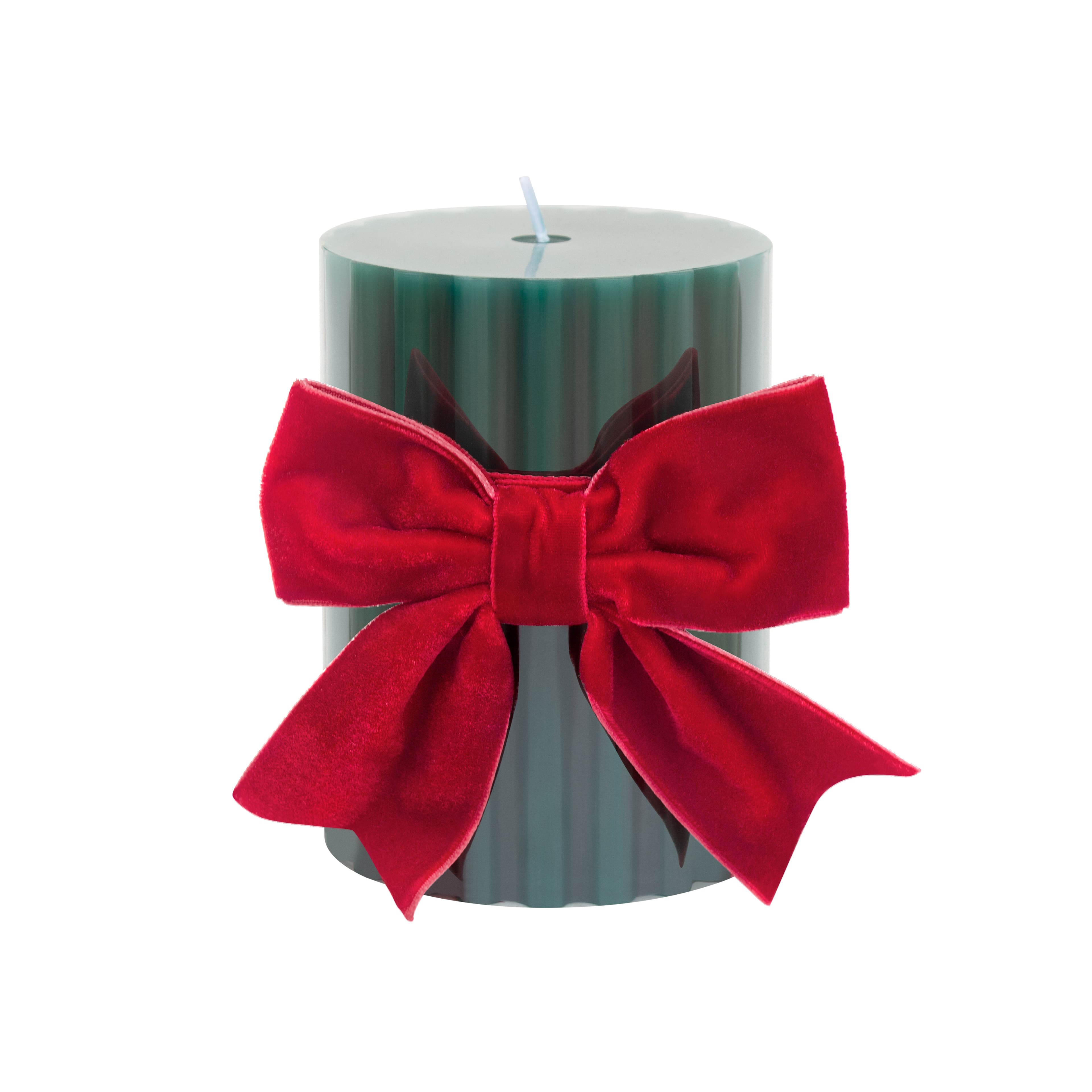 Green with Red Bow Balsam Forest Scented Pillar Candle by Ashland&#xAE;
