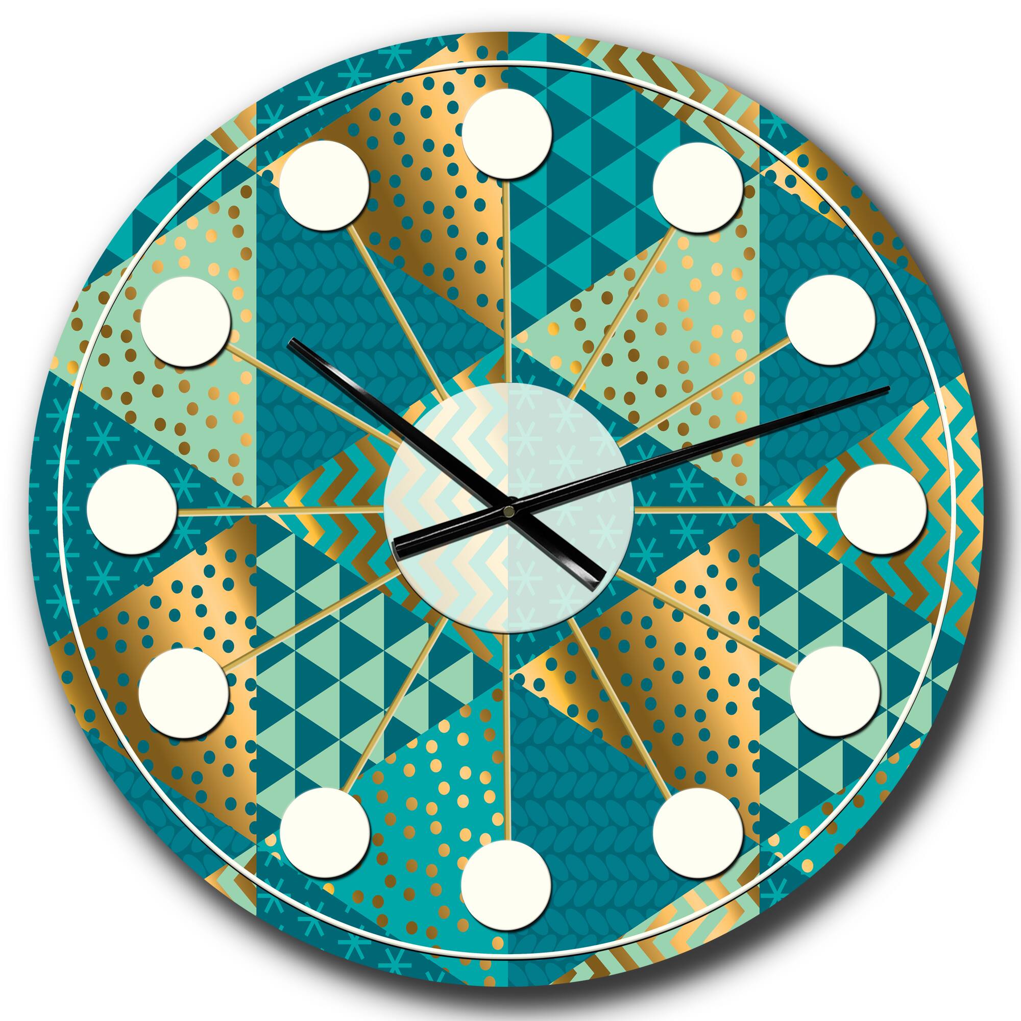 Designart 'Gold And Blue Dynamics I Mid-Century Modern Wall Clock