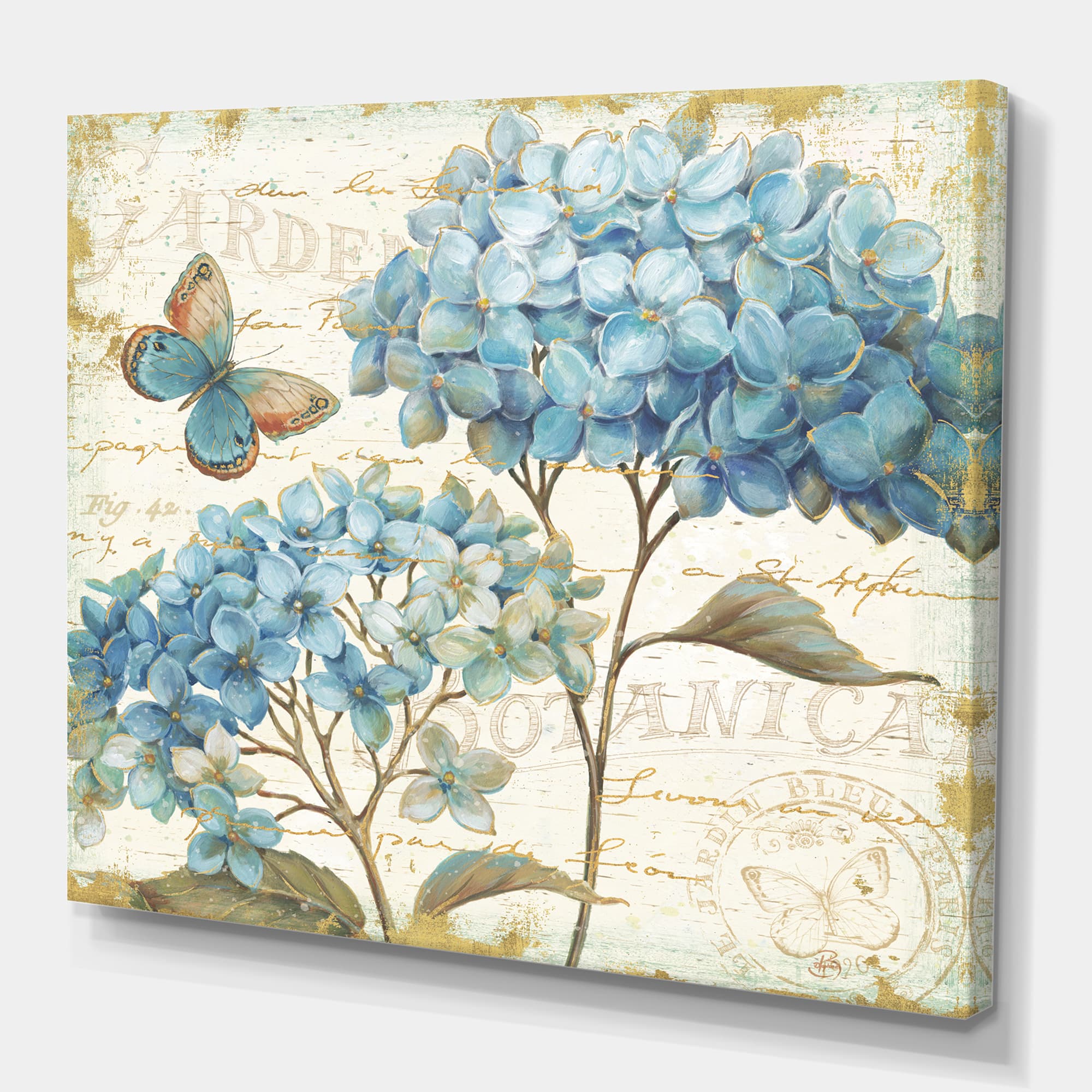 Designart - butterfly Blue Garden II - Farmhouse Canvas Art