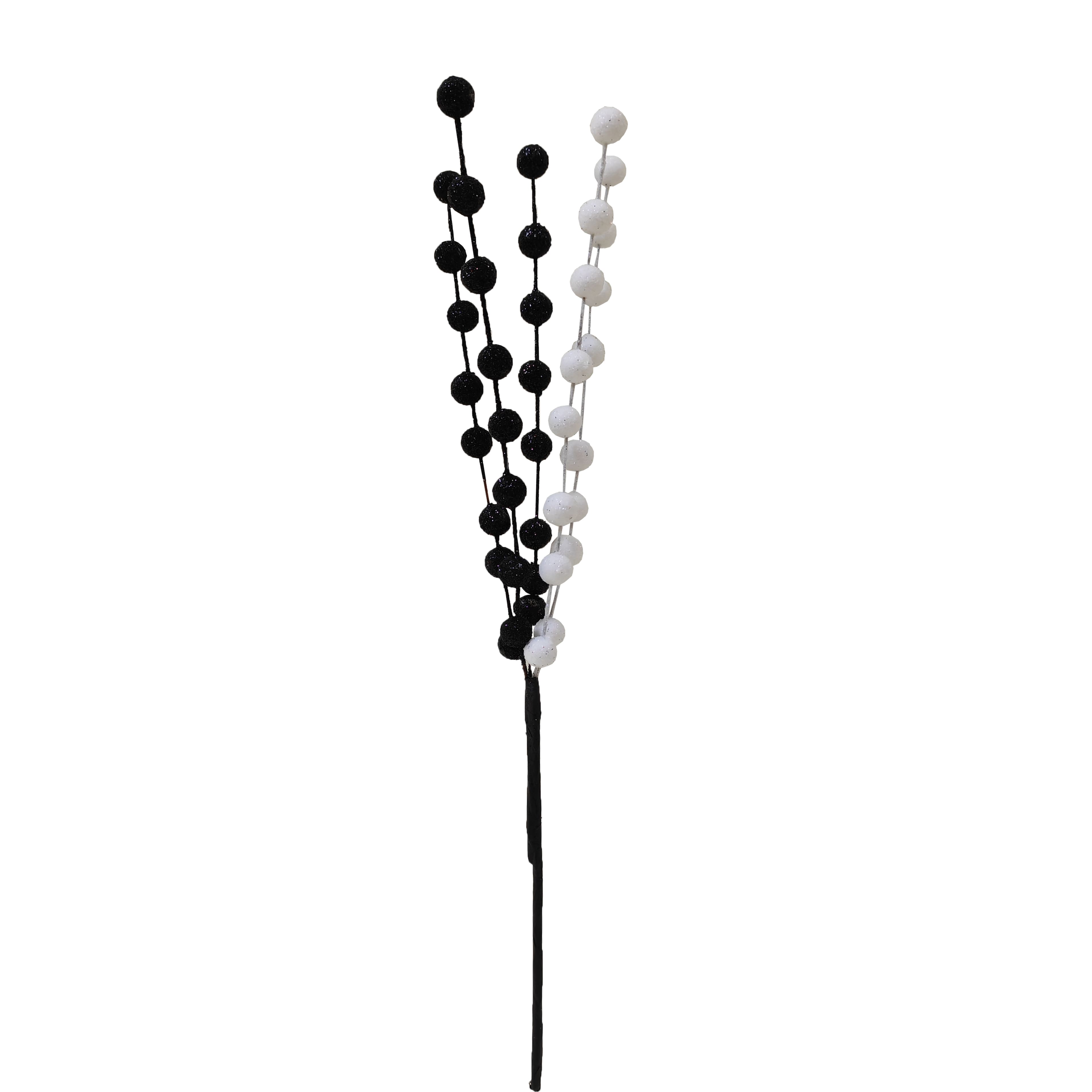 14.5&#x22; Glittery Black &#x26; White Berry Pick by Ashland&#xAE;