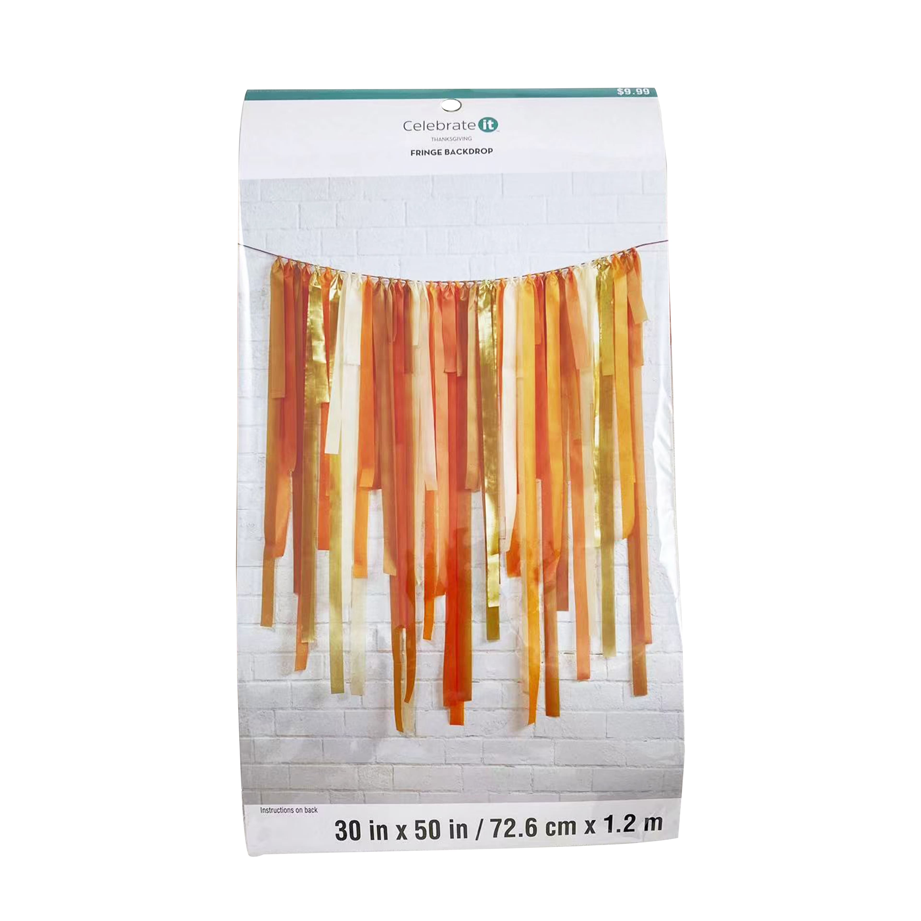 30&#x22; x 50&#x22; Orange &#x26; Gold Fringe Backdrop by Celebrate It&#x2122;