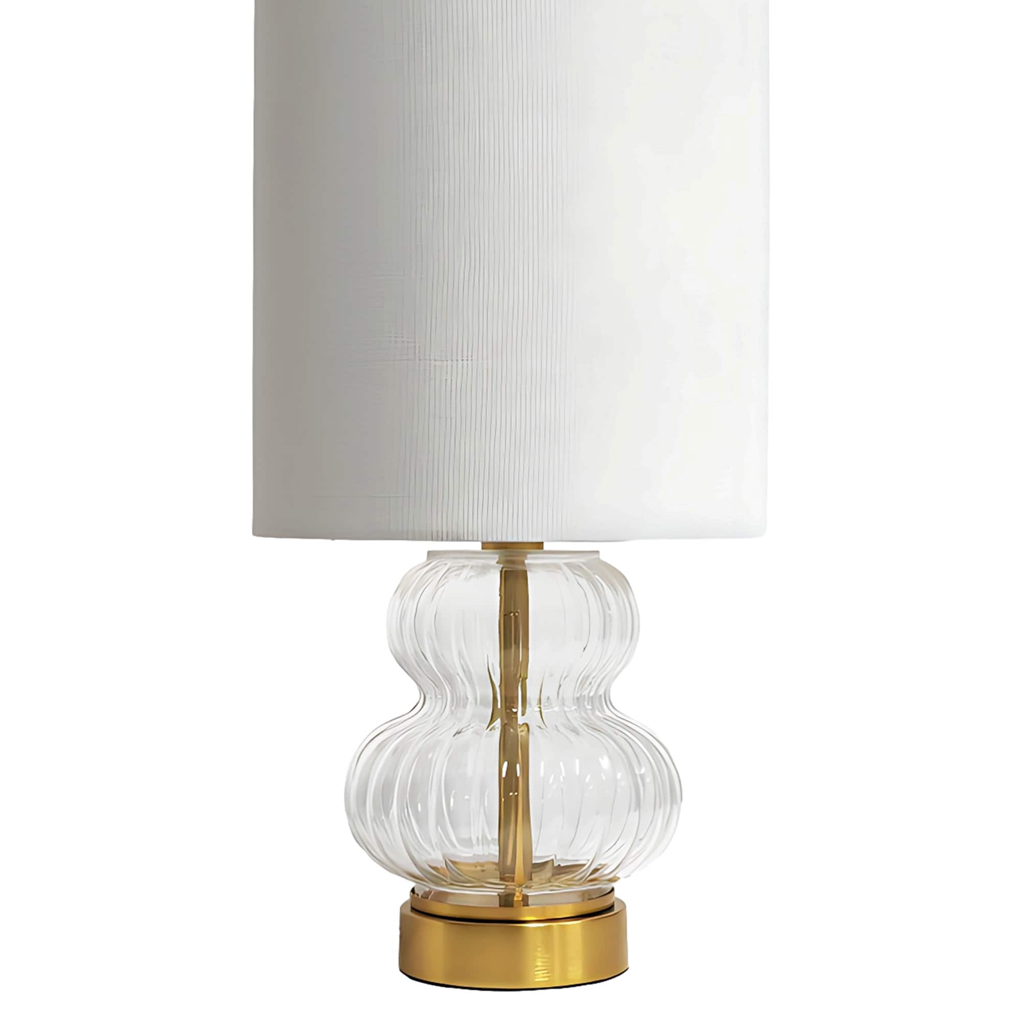 17.5&#x22; Gold &#x26; Clear Fluted Glass Tabletop Lamp with White Shade by Ashland&#xAE;